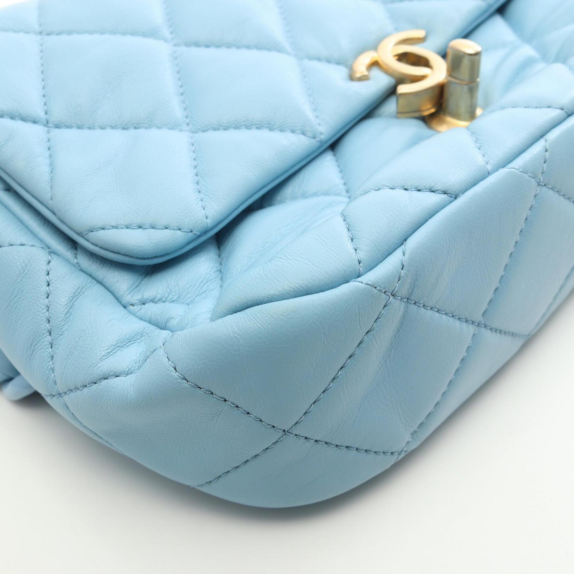 Chanel Blue Leather Handbag Shoulder Bag (Pre-Owned)
