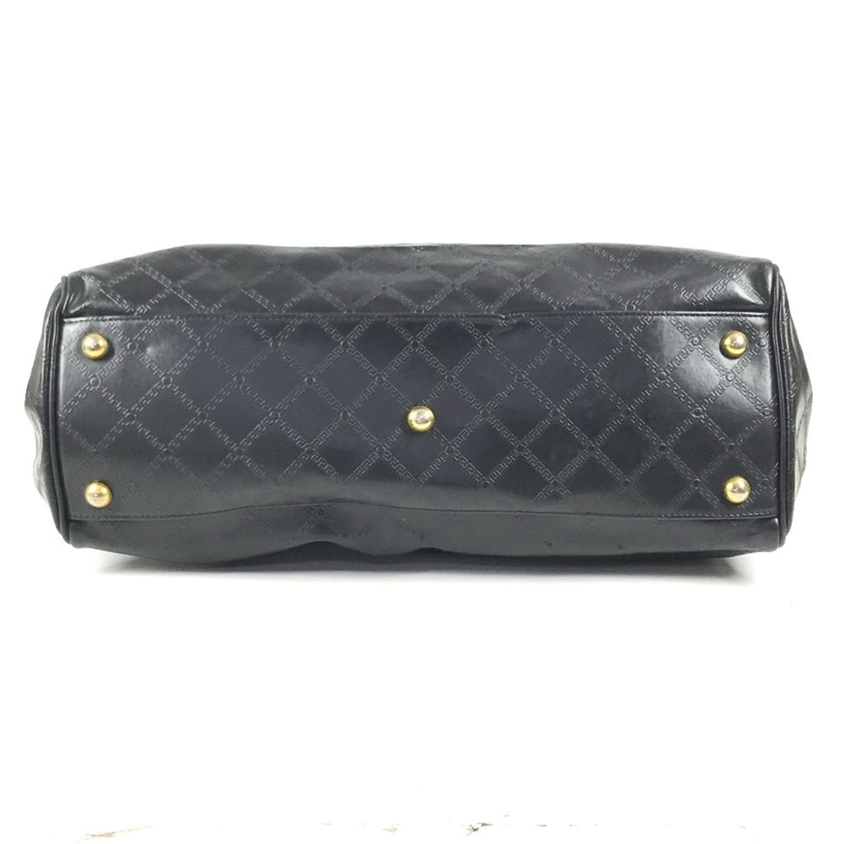 Versace Black Leather Boston Bag Handbag (Pre-Owned)