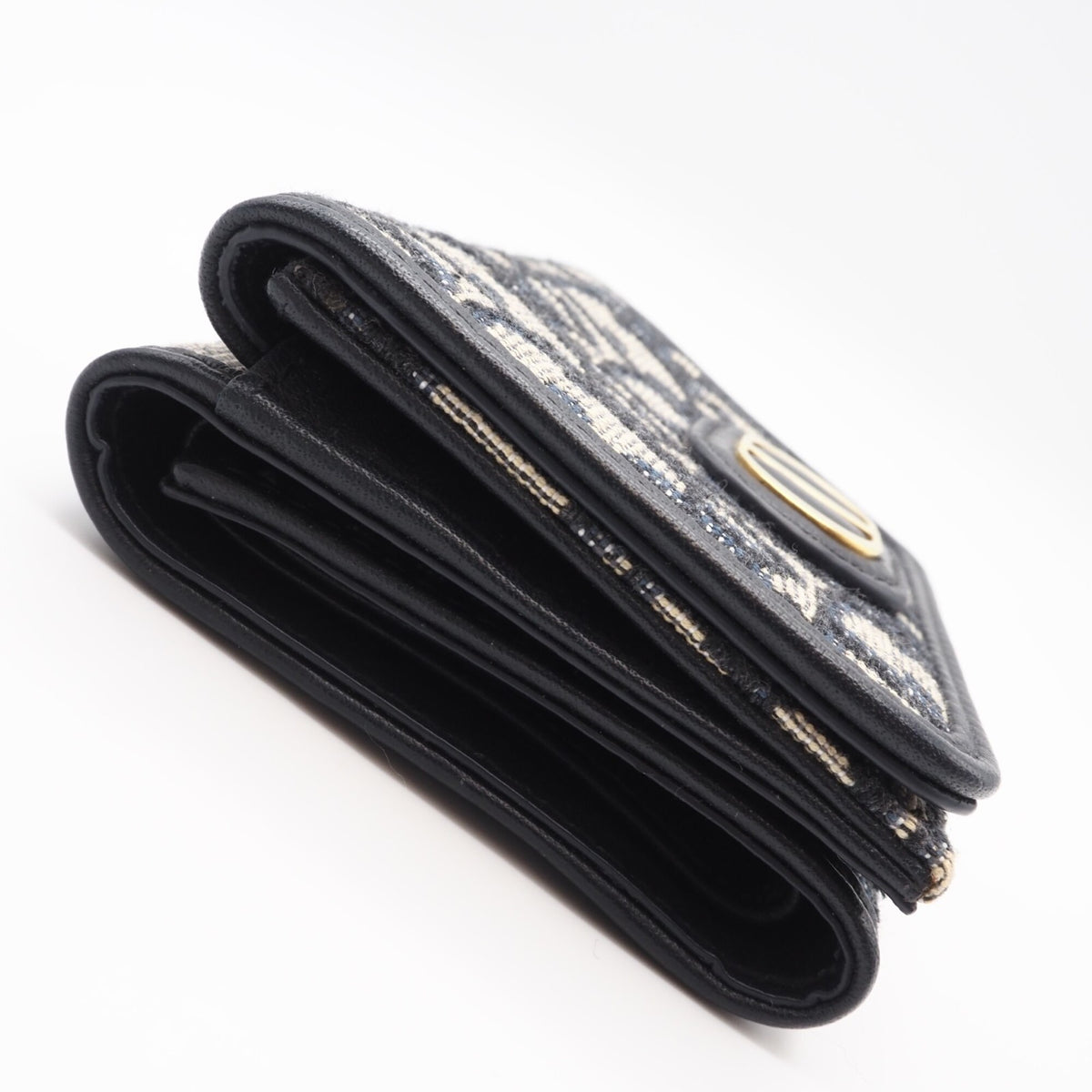 Christian Dior Gray Navy Canvas Wallet (Tri-Fold) (Pre-Owned)