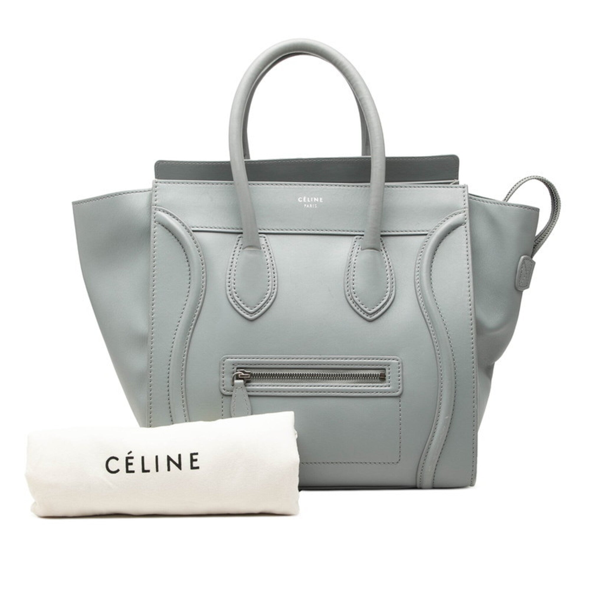 Celine Gray Leather Handbag Tote Bag (Pre-Owned)