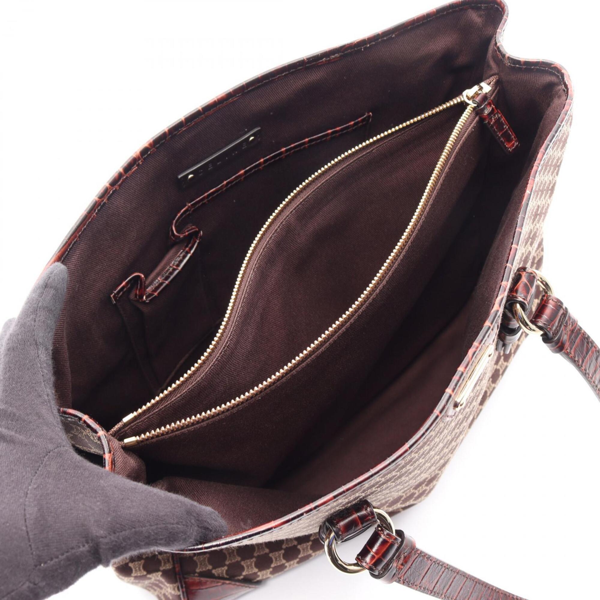 Celine Macadam Brown Canvas Leather Handbag Tote Bag (Pre-Owned)
