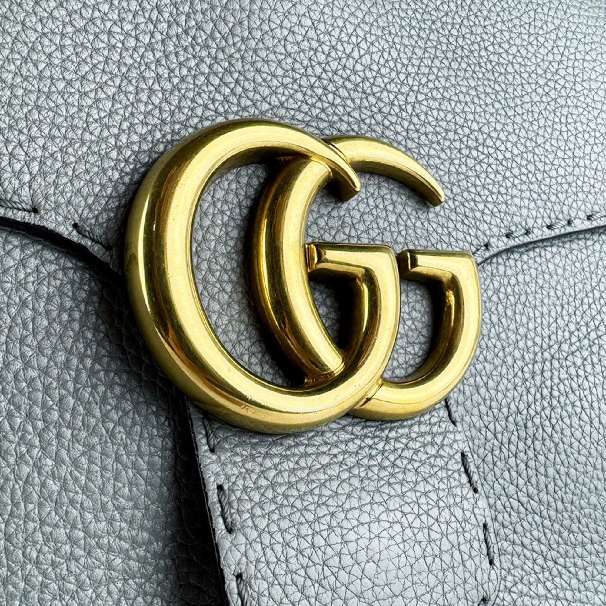 Gucci Gray Leather Handbag Shoulder Bag (Pre-Owned)