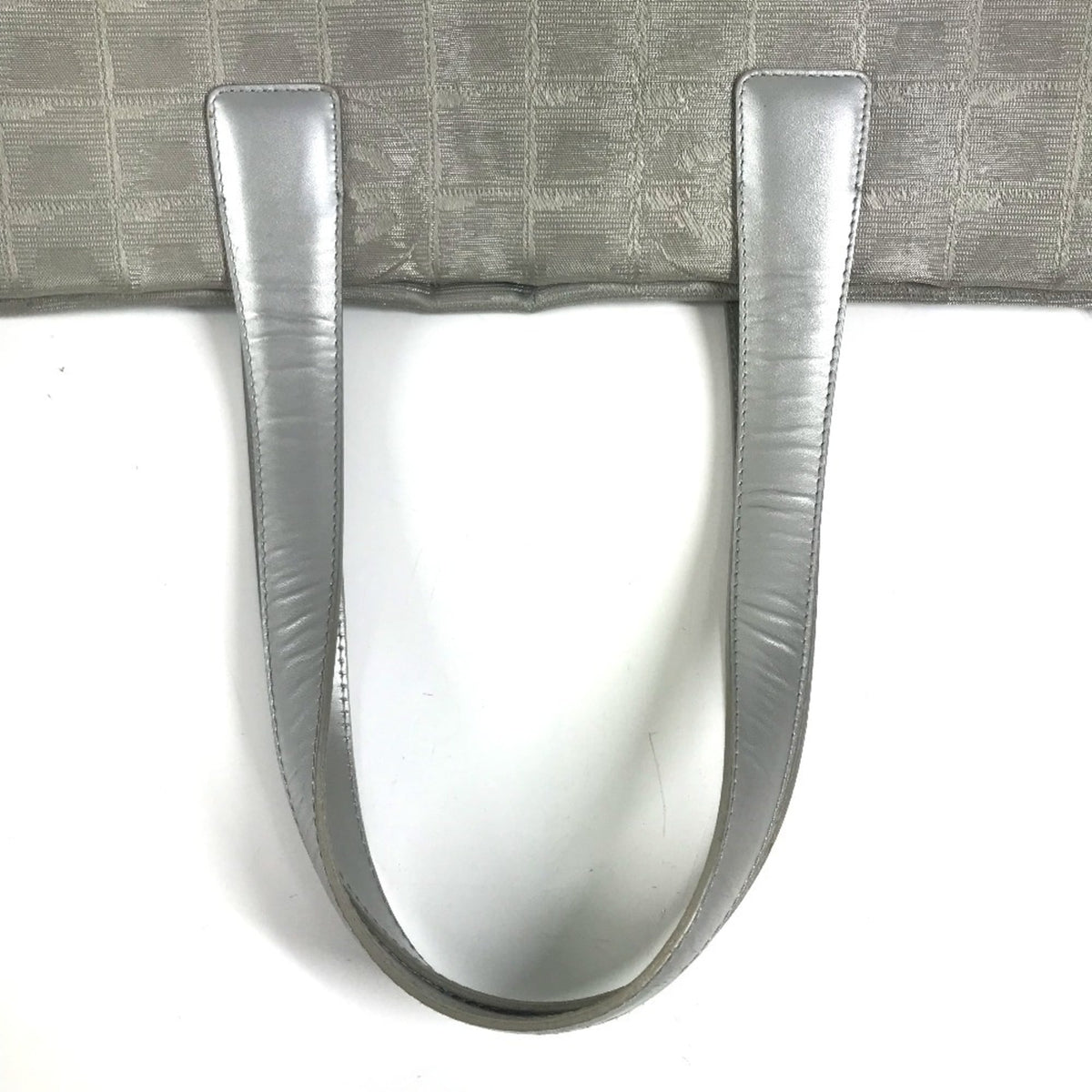 Chanel Silver Nylon Jacquard Shoulder Bag Tote Bag (Pre-Owned)
