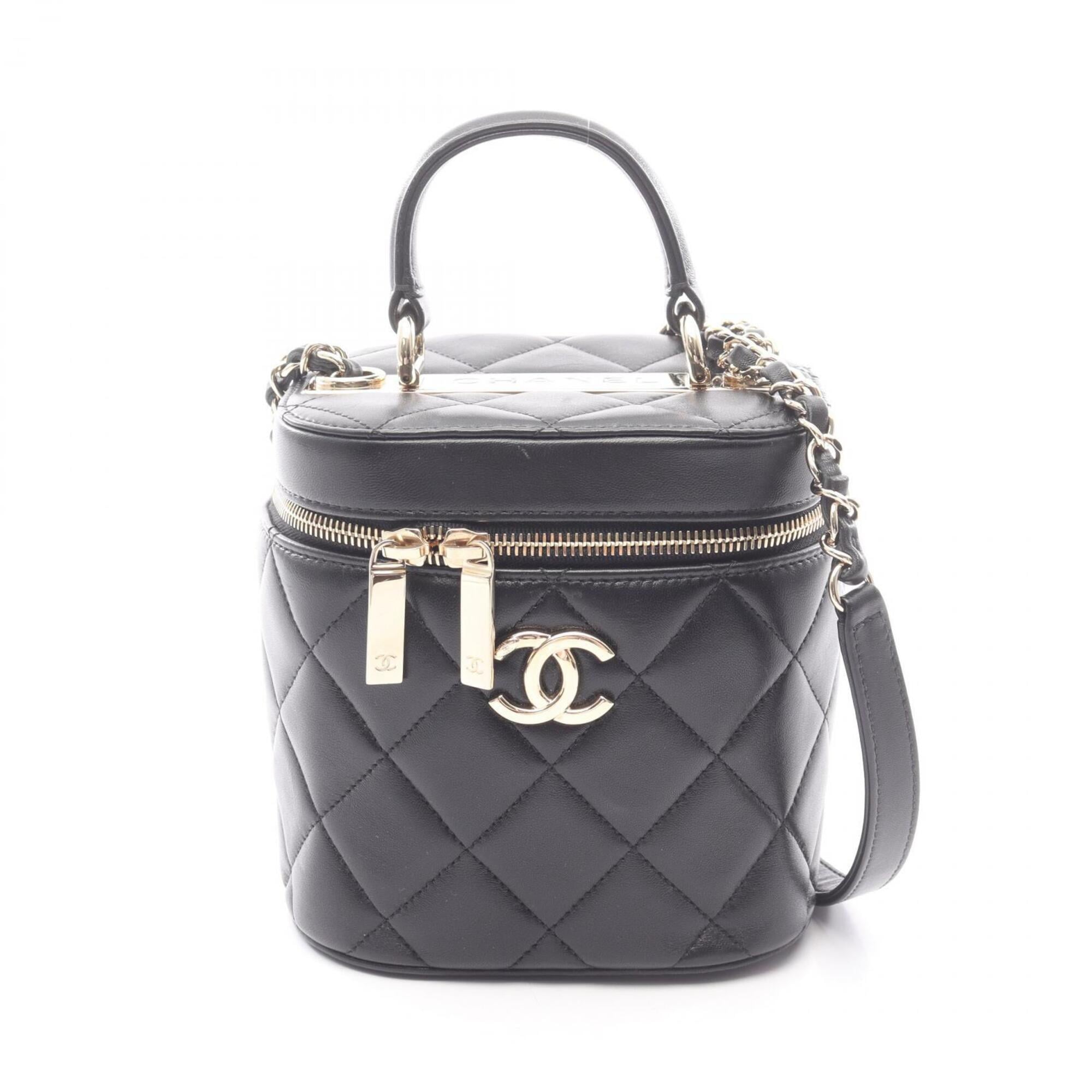 Chanel Black Leather Handbag Shoulder Bag (Pre-Owned)