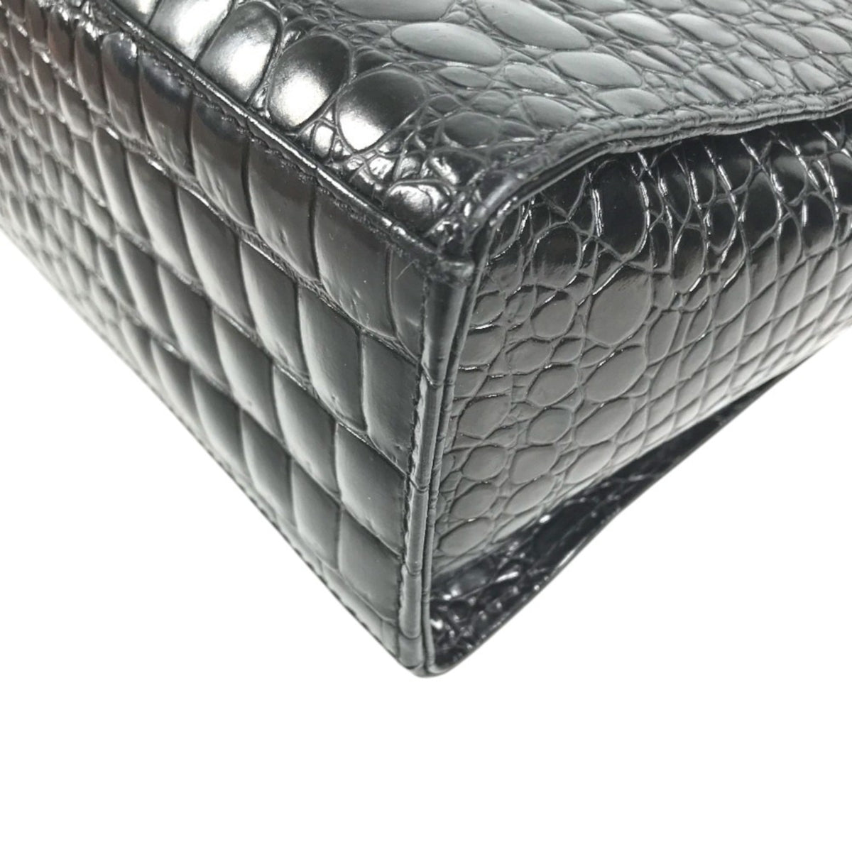Versace Black Leather Shoulder Bag Tote Bag (Pre-Owned)