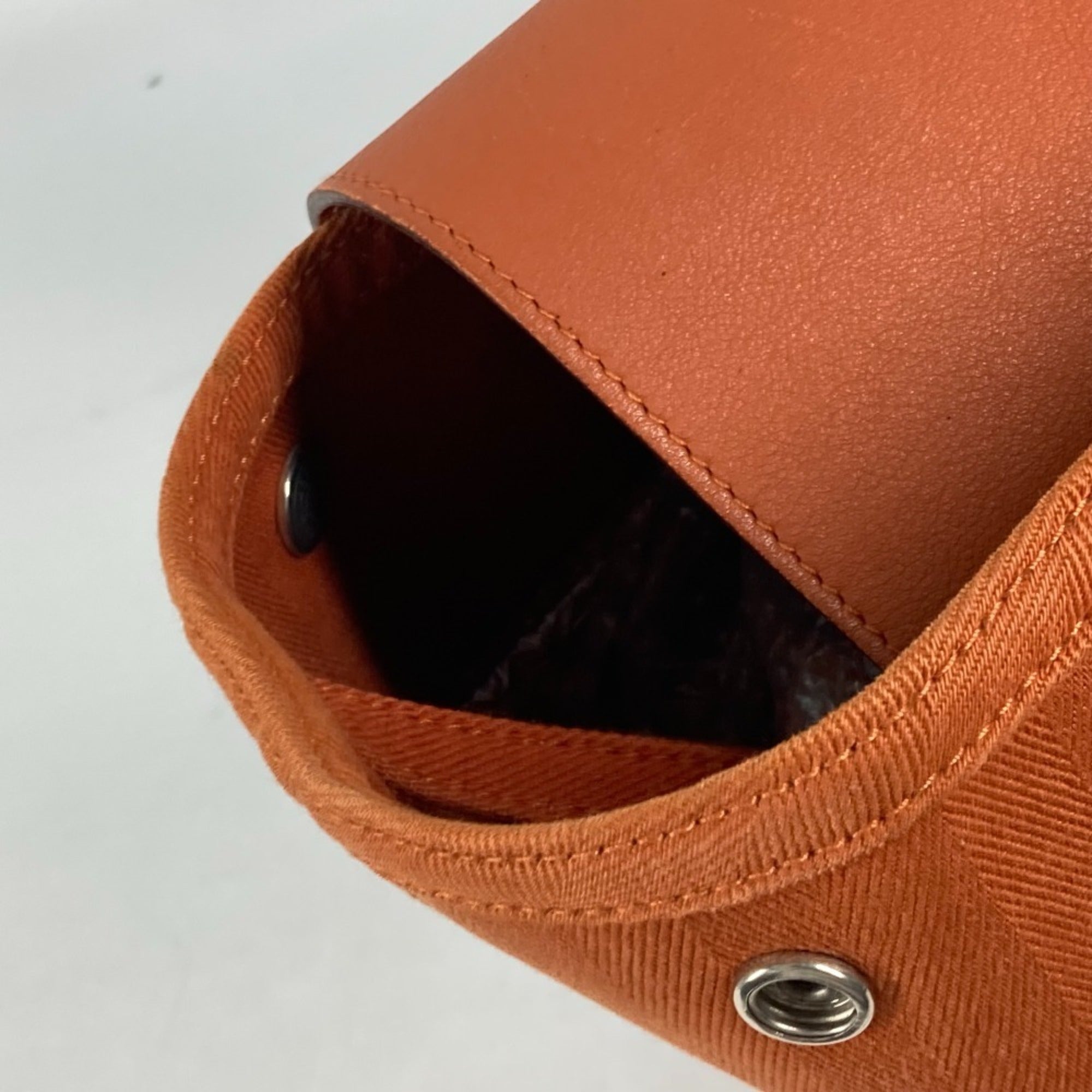 Hermes Orange Canvas Leather Handbag Pouch Tote Bag (Pre-Owned)