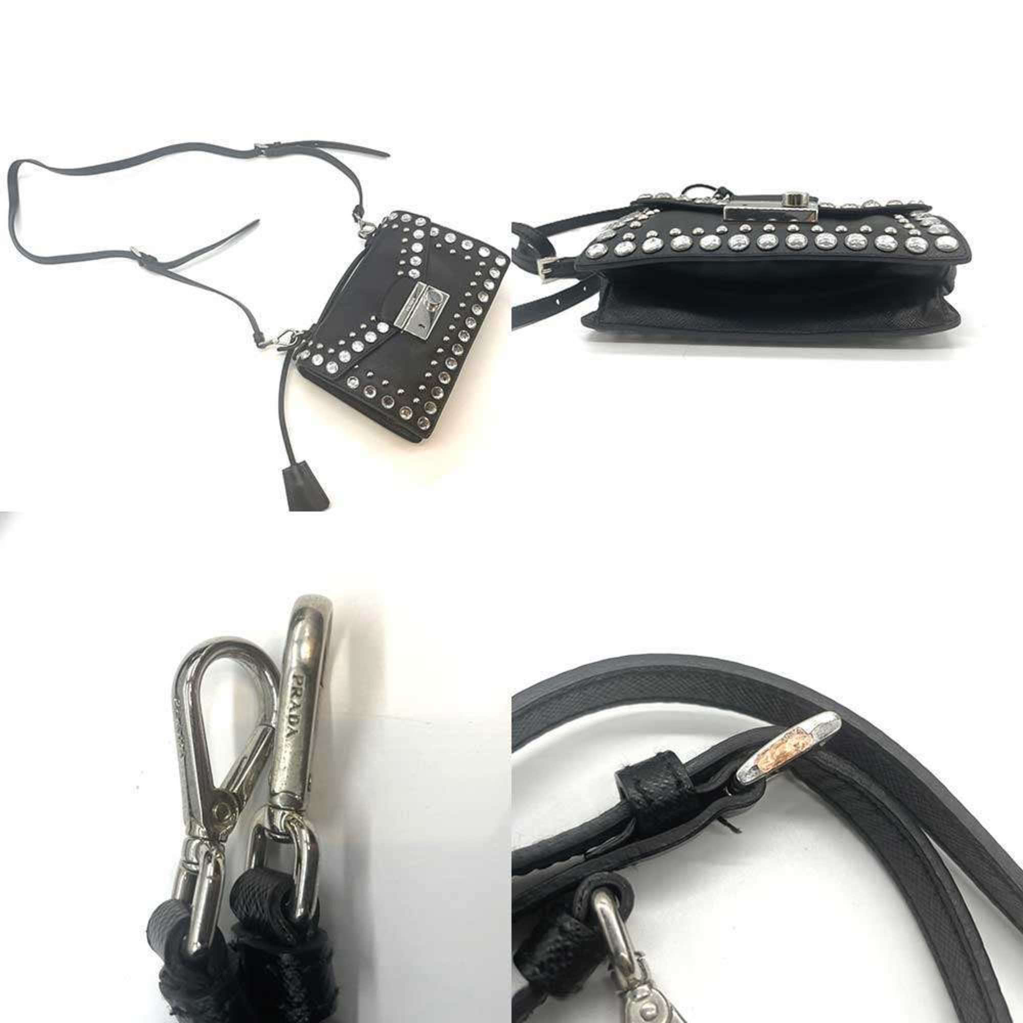 Prada Saffiano Black Saffiano Pochette Shoulder Bag (Pre-Owned)