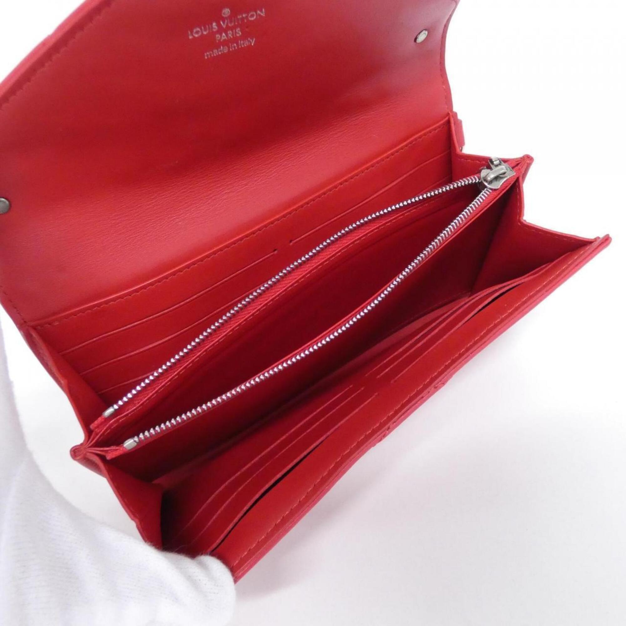 Louis Vuitton Rouge Leather Long Wallet (Bi-Fold) (Pre-Owned)