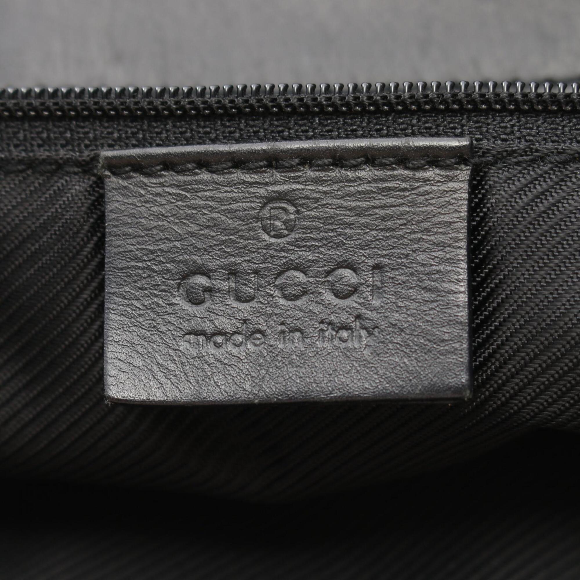 Gucci Black Canvas Leather Handbag Tote Bag (Pre-Owned)