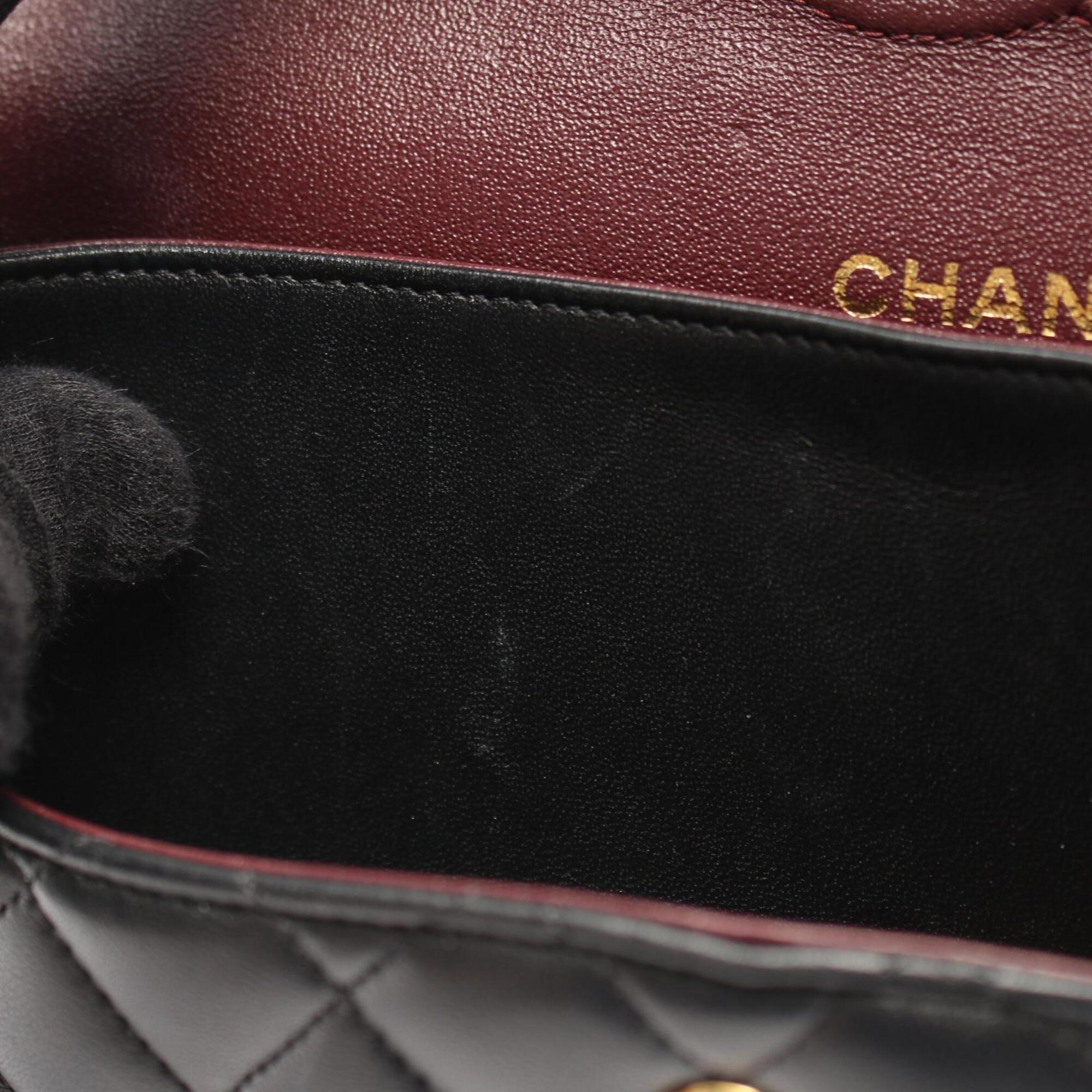Chanel Black Leather Handbag Shoulder Bag (Pre-Owned)