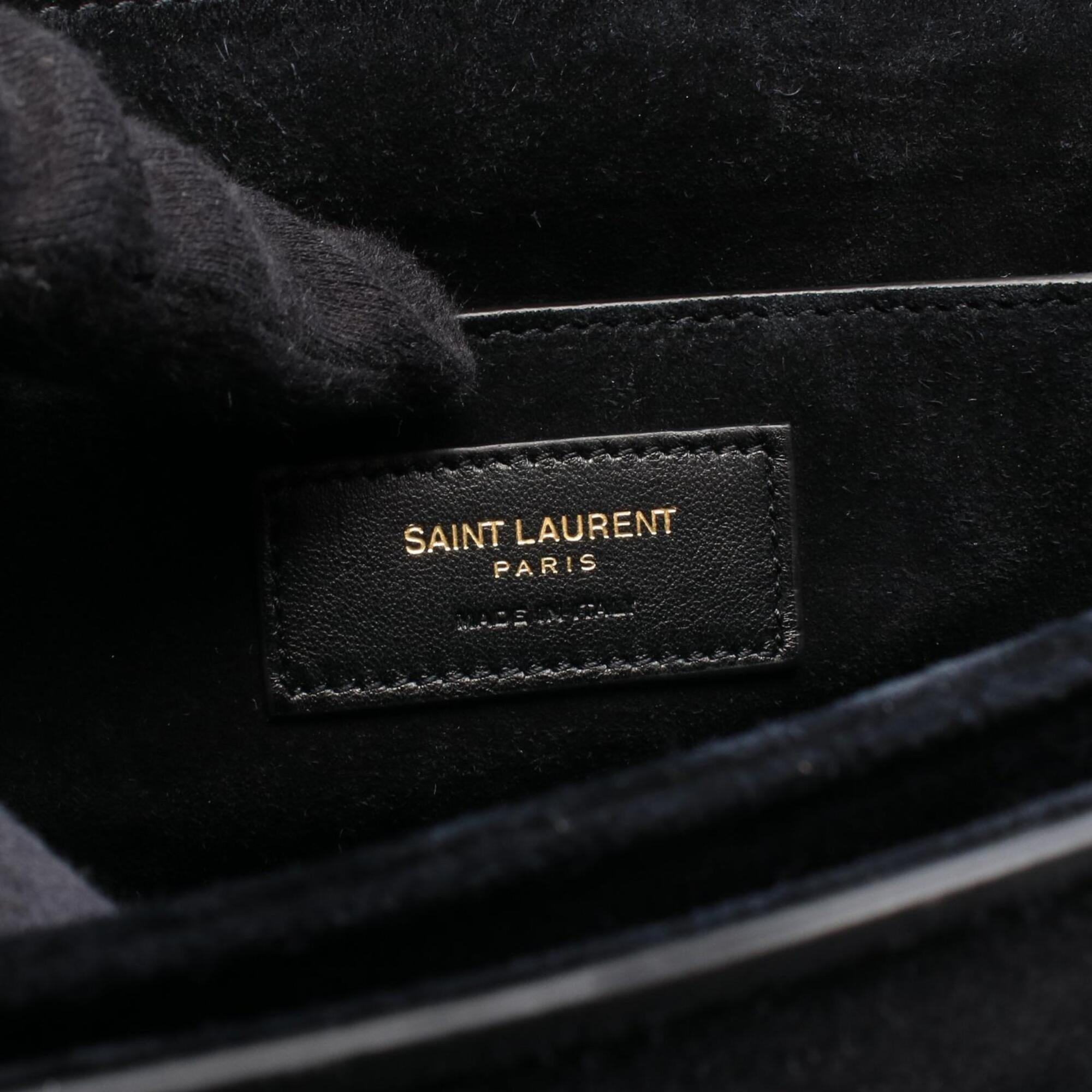 Saint Laurent Black Leather Suede Handbag Shoulder Bag (Pre-Owned)