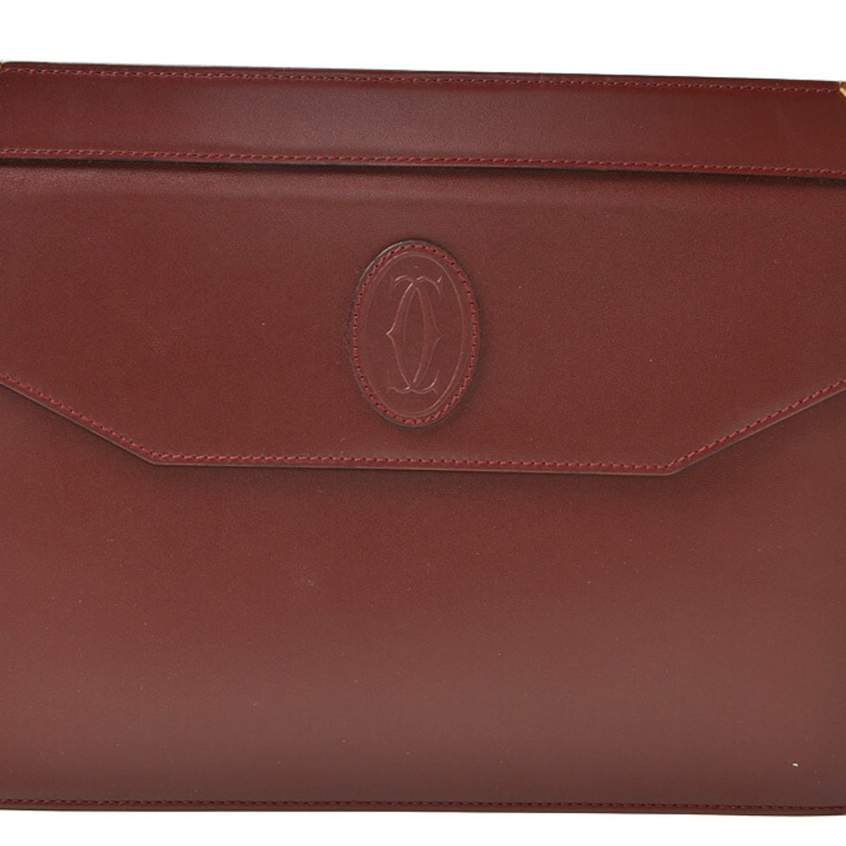 Cartier Bordeaux Leather Clutch Bag (Pre-Owned)