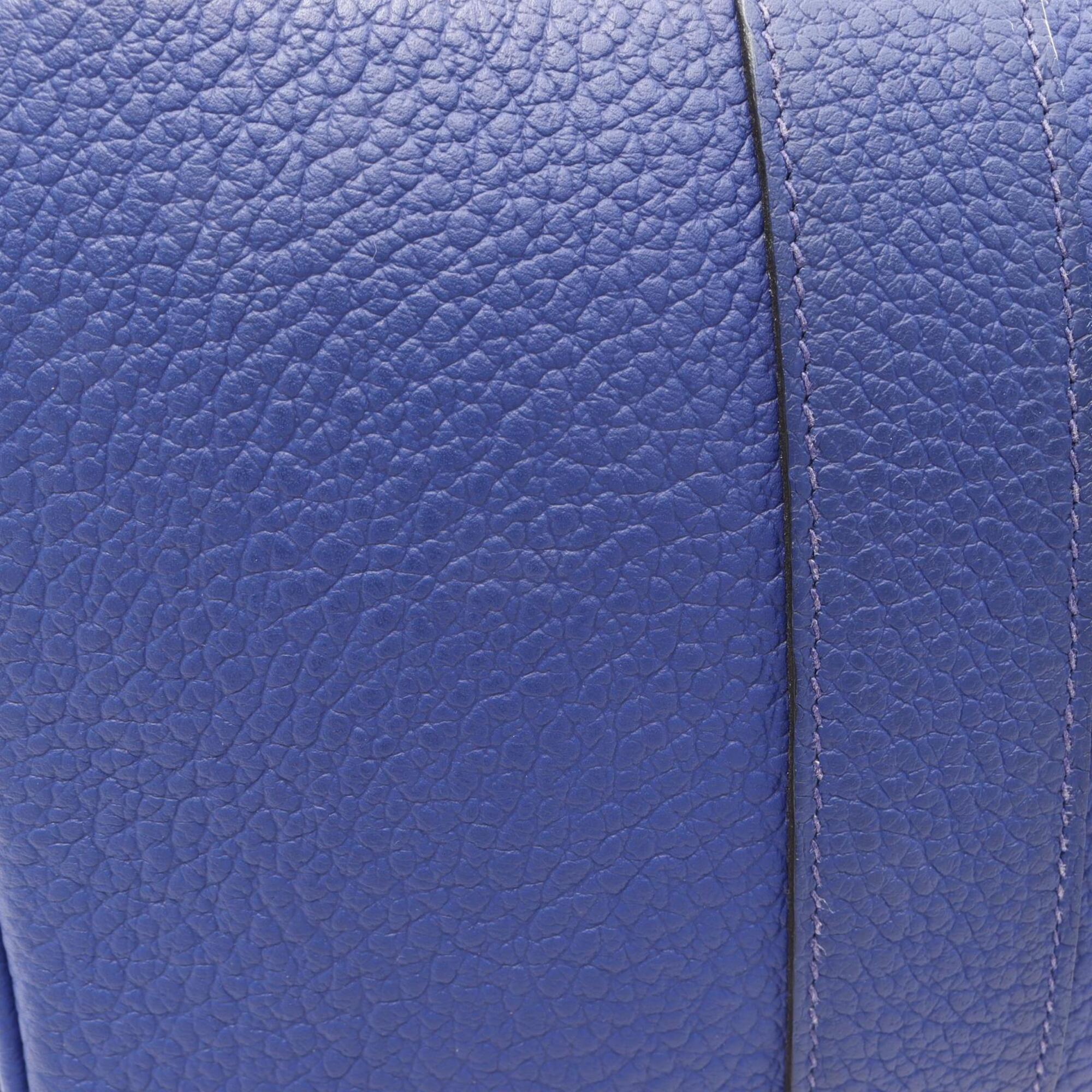 Hermes Black Blue Blue Electric Canvas Country Leather Handbag Tote Bag (Pre-Owned)