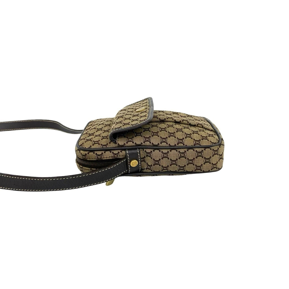 Celine Brown Canvas Leather Pochette Shoulder Bag (Pre-Owned)