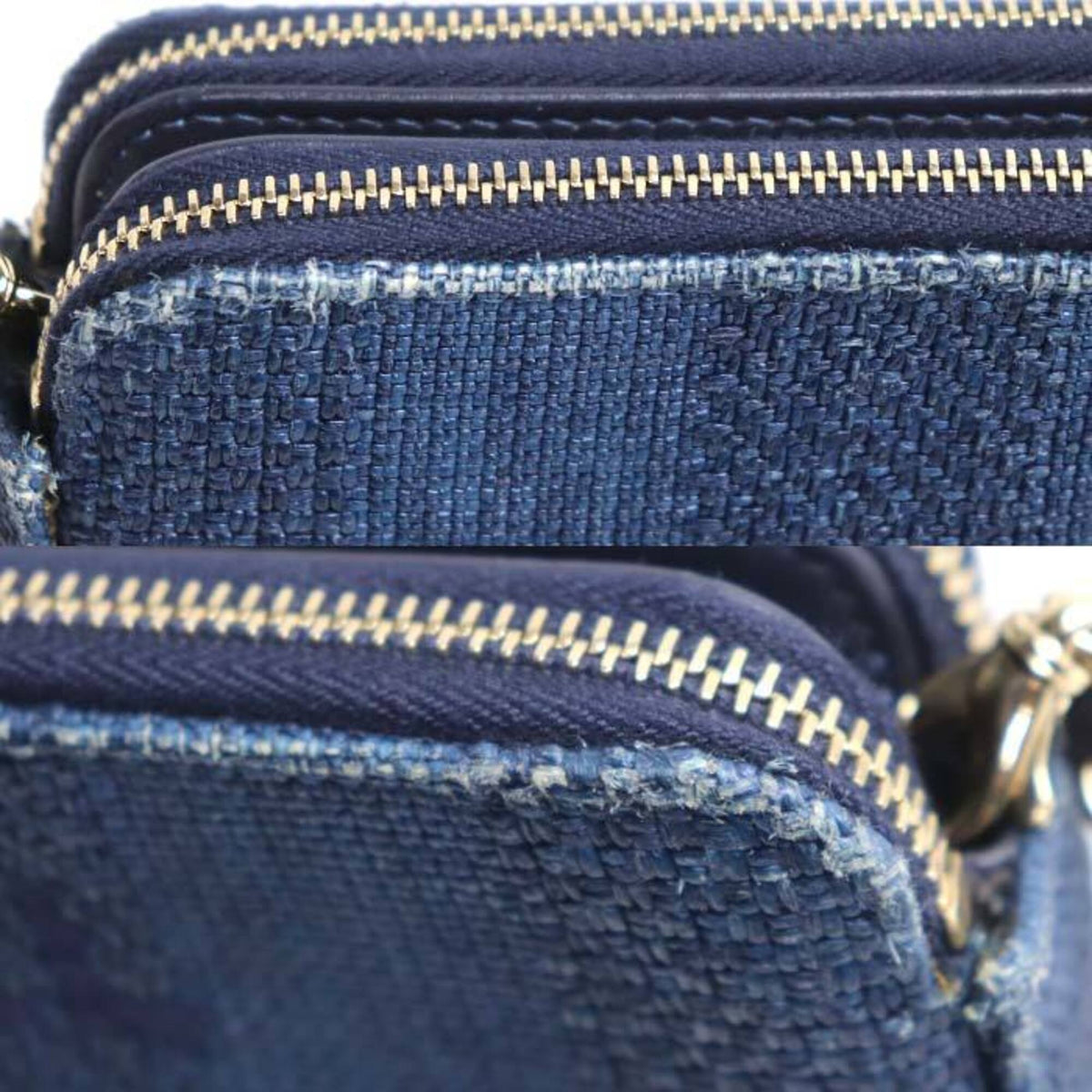 Chanel Navy Canvas Leather Shoulder Bag (Pre-Owned)