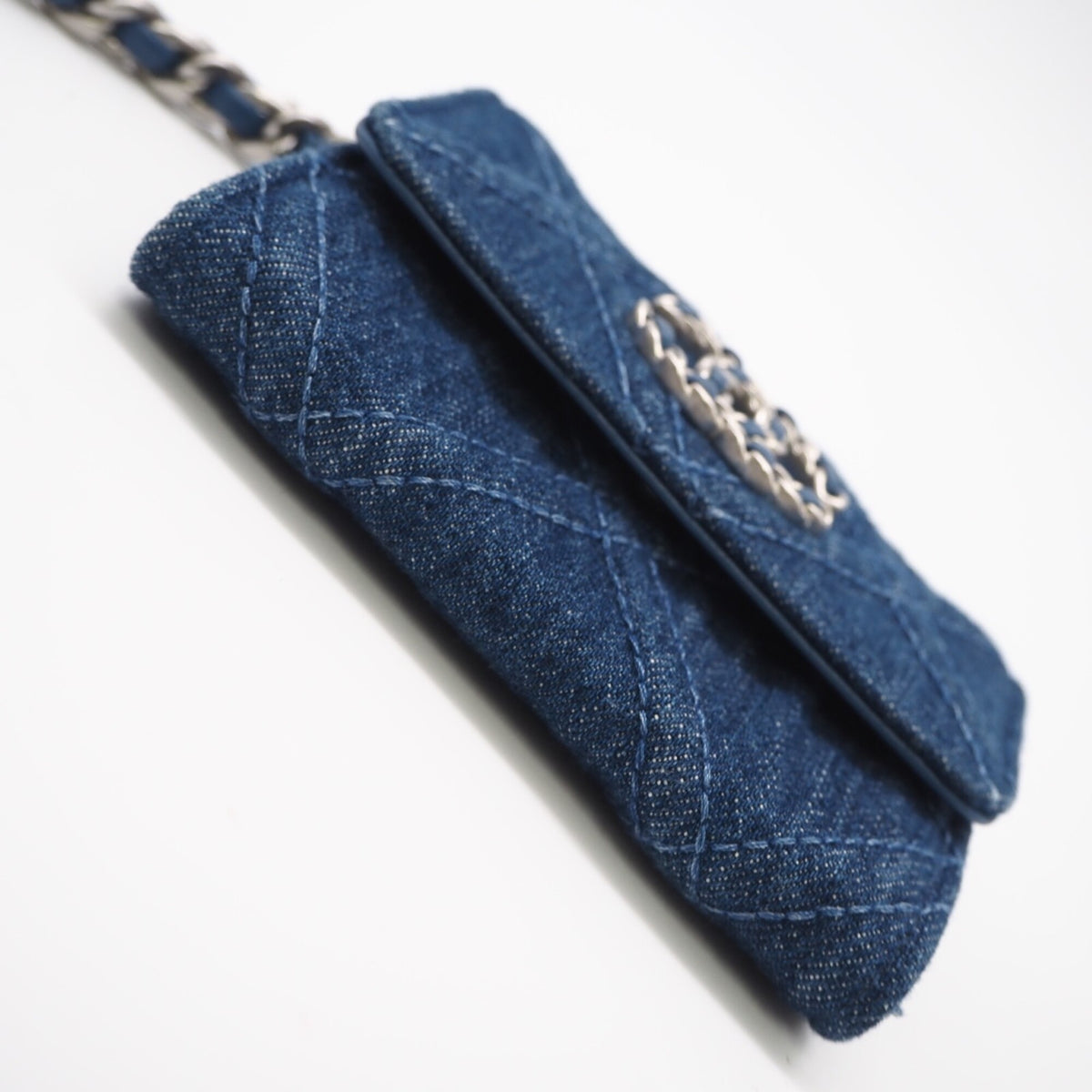 Chanel Denim Blue Denim Leather Shoulder Bag (Pre-Owned)