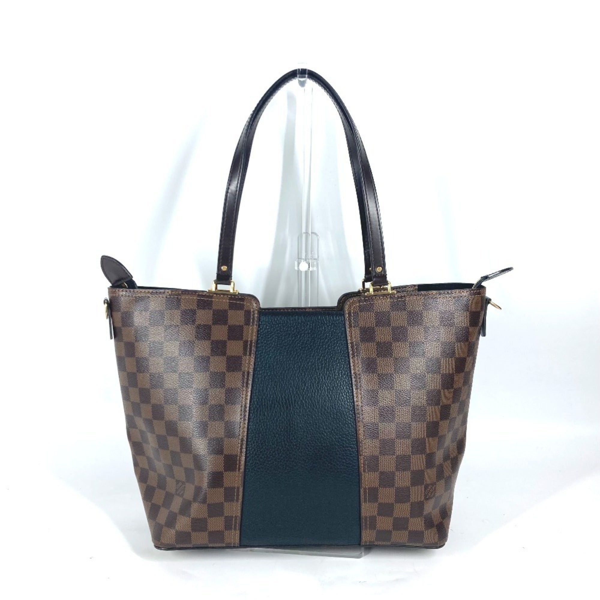 Louis Vuitton Black Brown Damier Canvas Leather Shoulder Bag Tote Bag (Pre-Owned)