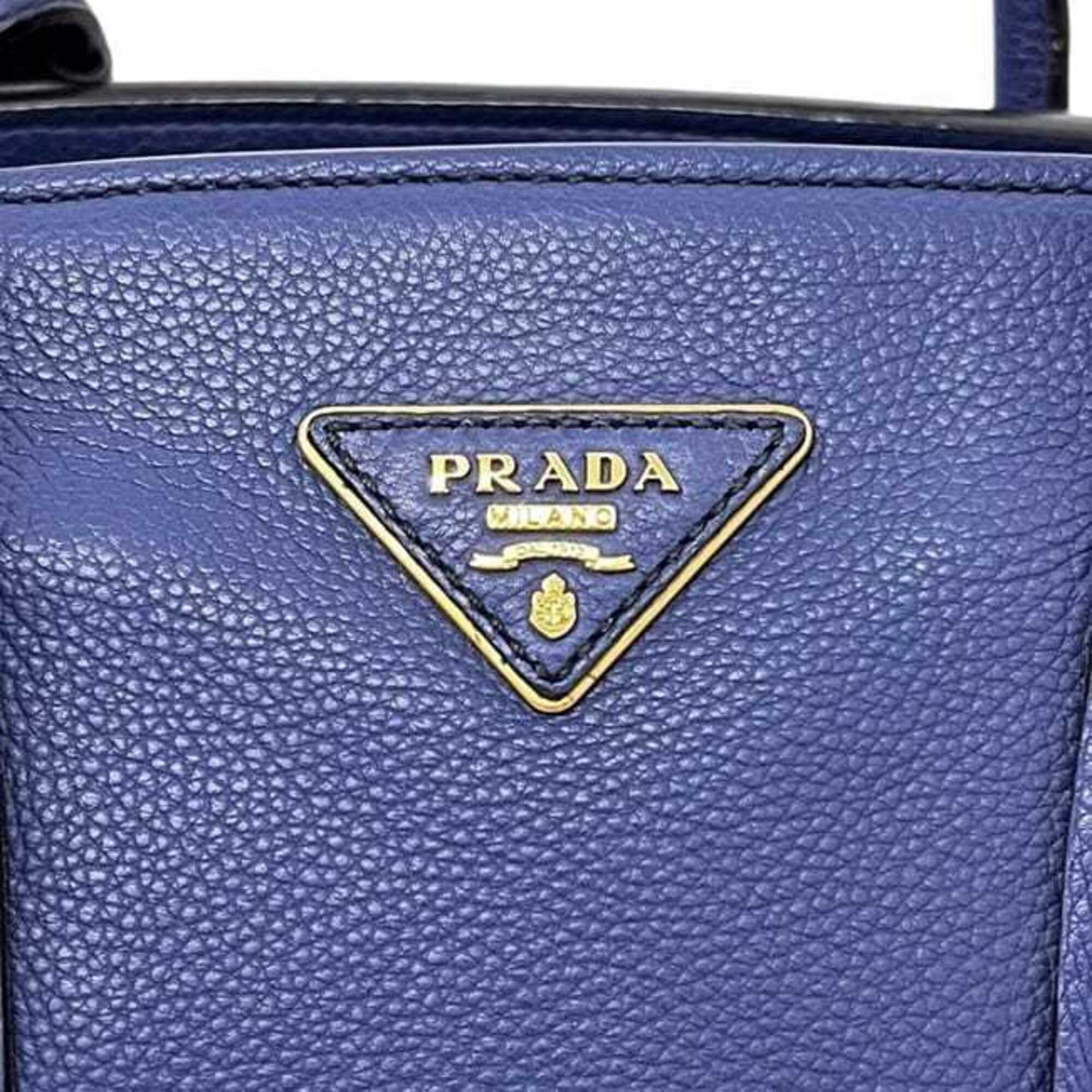 Prada Blue Leather Tote Bag (Pre-Owned)