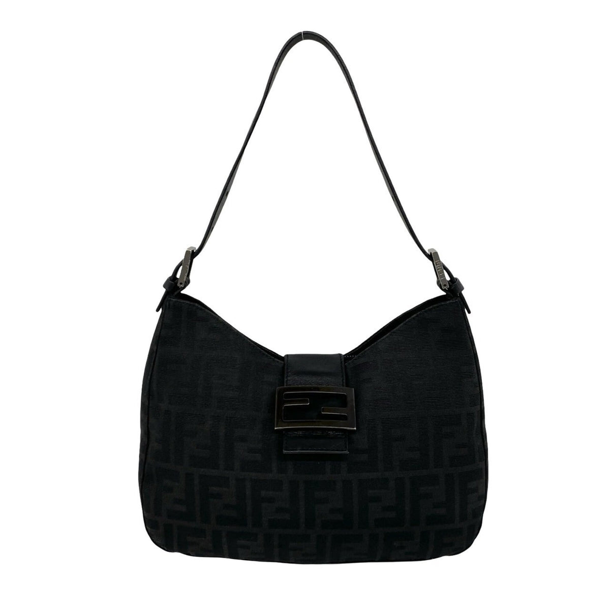 Fendi Black Canvas Leather Handbag Shoulder Bag (Pre-Owned)