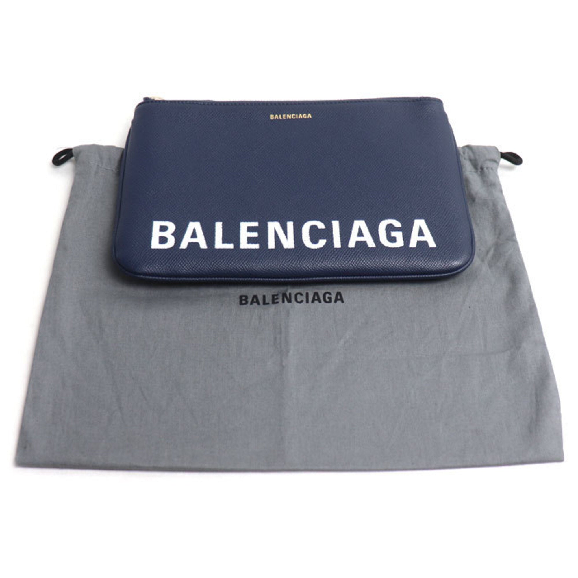 Balenciaga Navy Leather Clutch Bag (Pre-Owned)