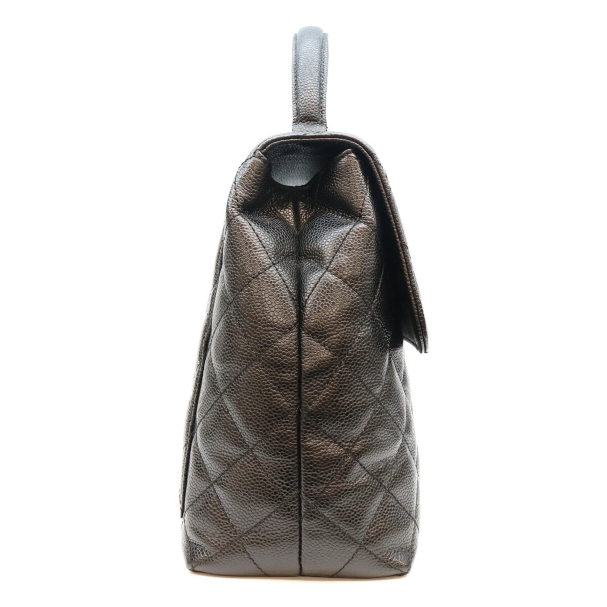 Chanel Black Grained Calfskin Handbag (Pre-Owned)