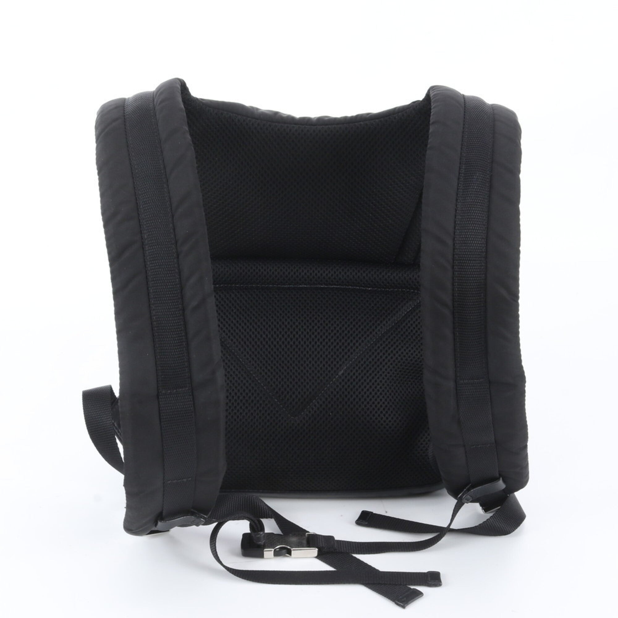 Prada Black Leather Canvas Backpack (Pre-Owned)