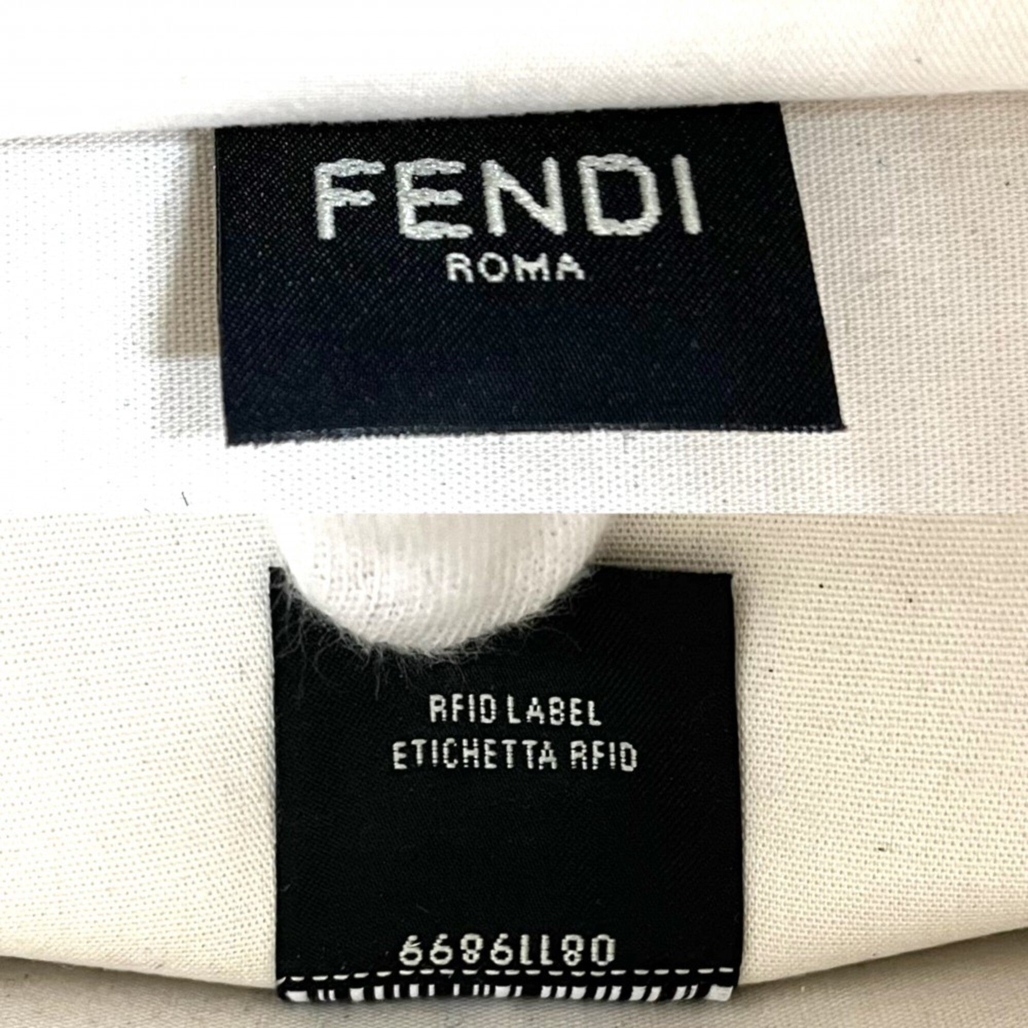Fendi Brown Ivory Canvas Patent Leather Handbag Shoulder Bag Tote Bag (Pre-Owned)