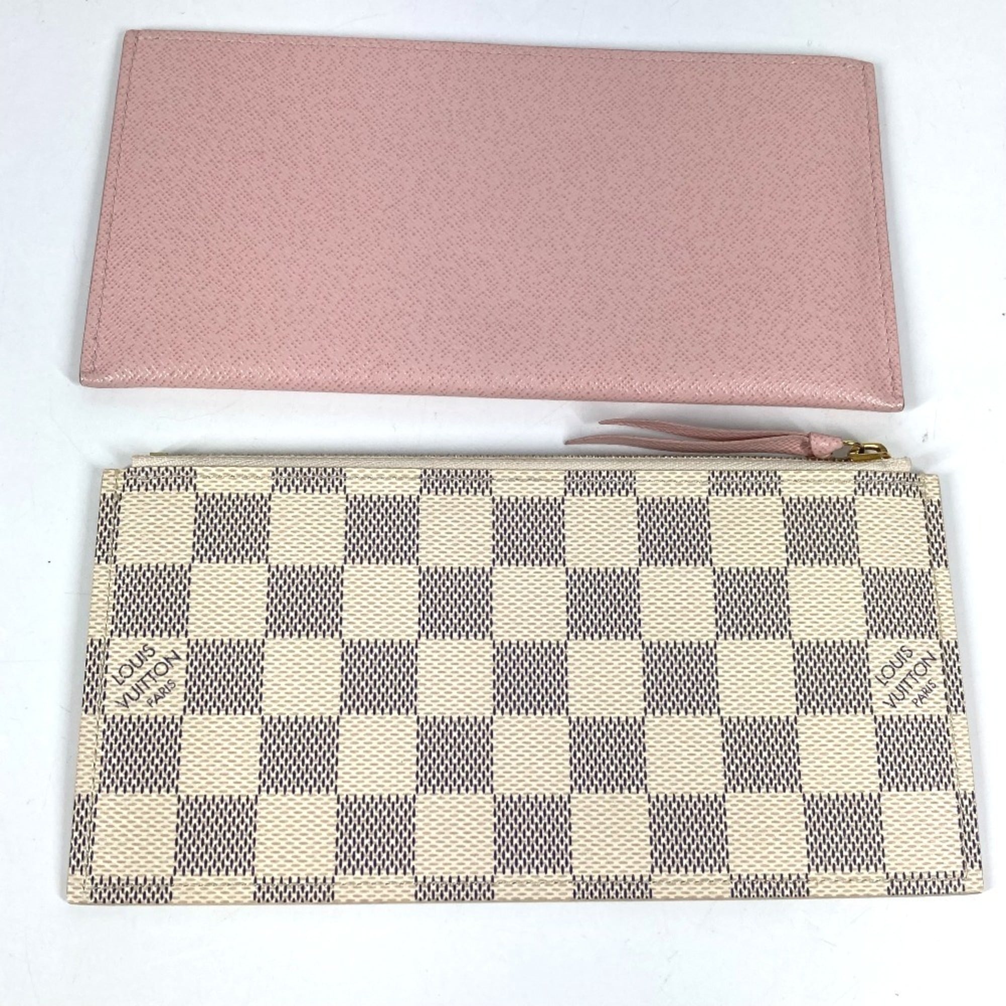 Louis Vuitton Pink Rose Ballerine White Damier Azur Chain/Shoulder Wallet (Pre-Owned)