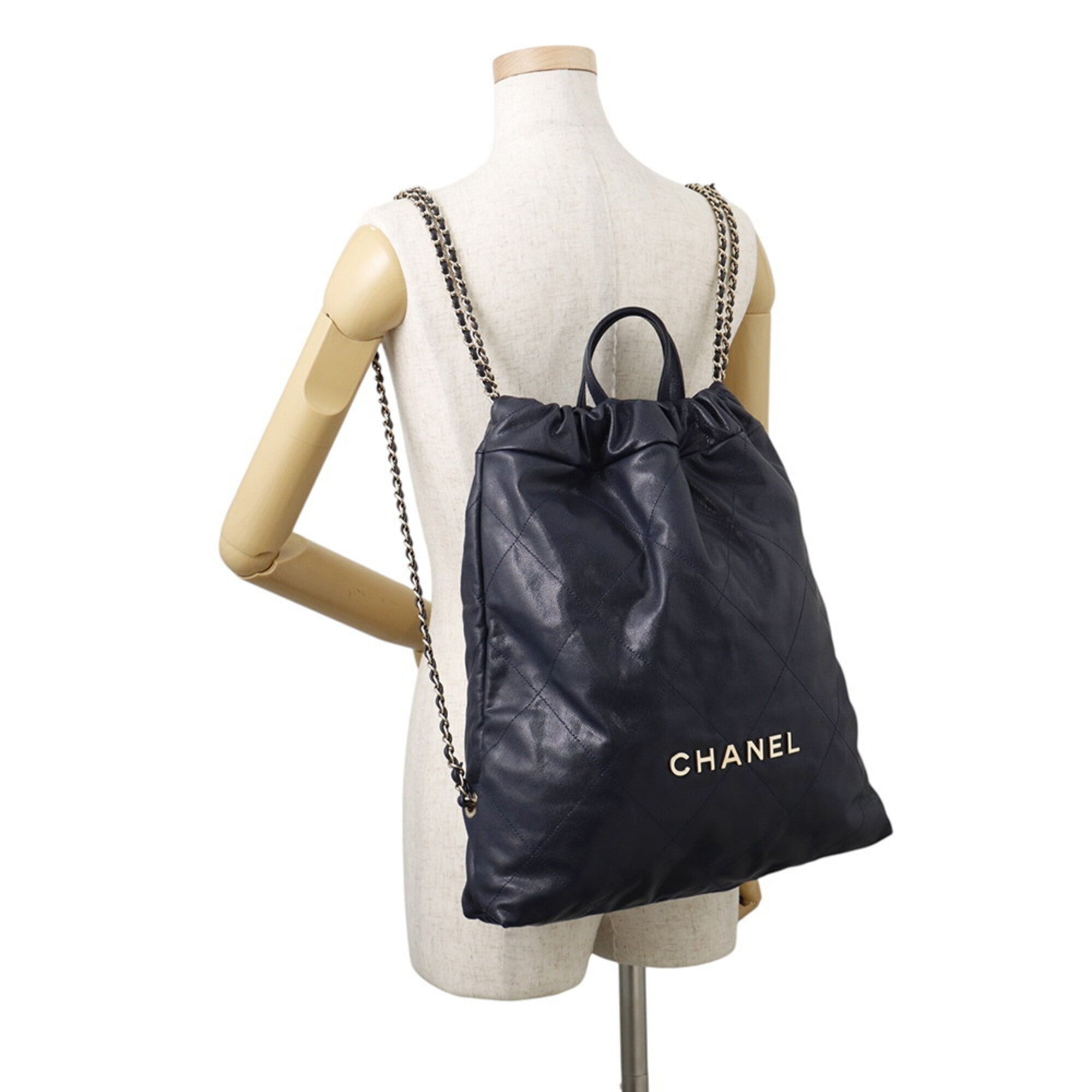 Chanel Navy Grained Calfskin Backpack (Pre-Owned)