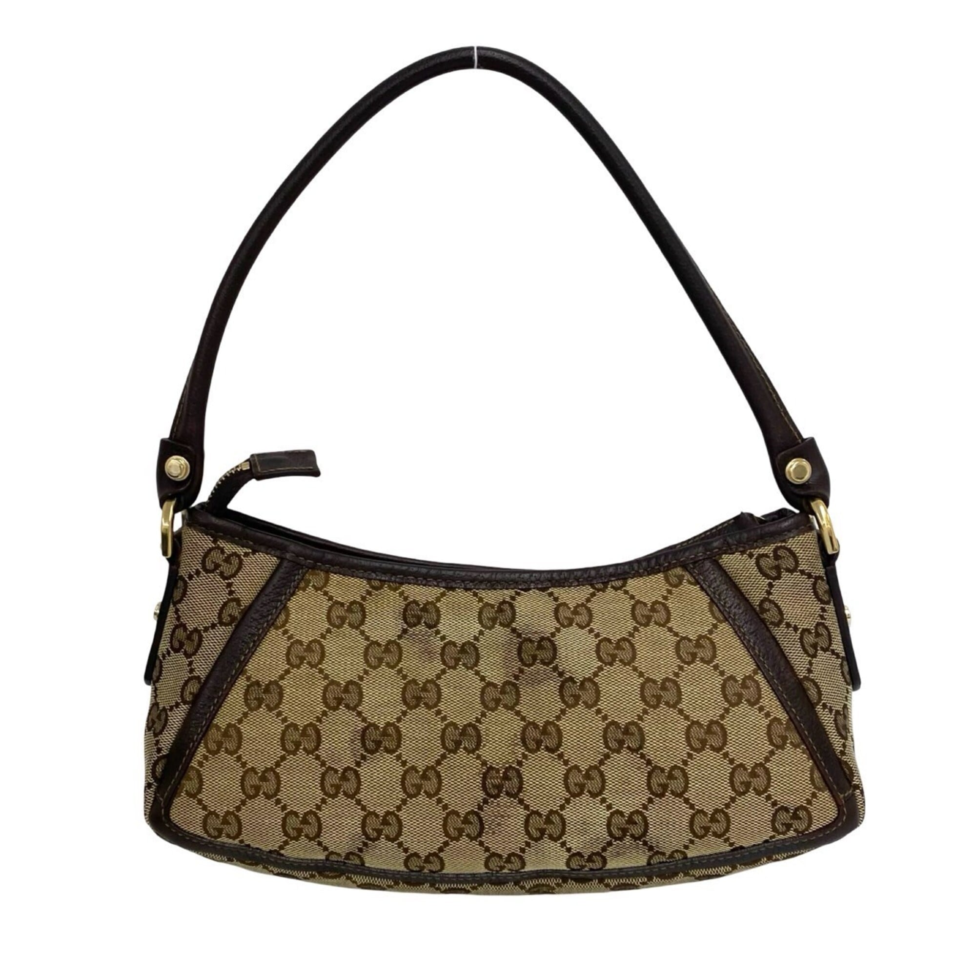 Gucci Brown Canvas Leather Handbag Shoulder Bag (Pre-Owned)