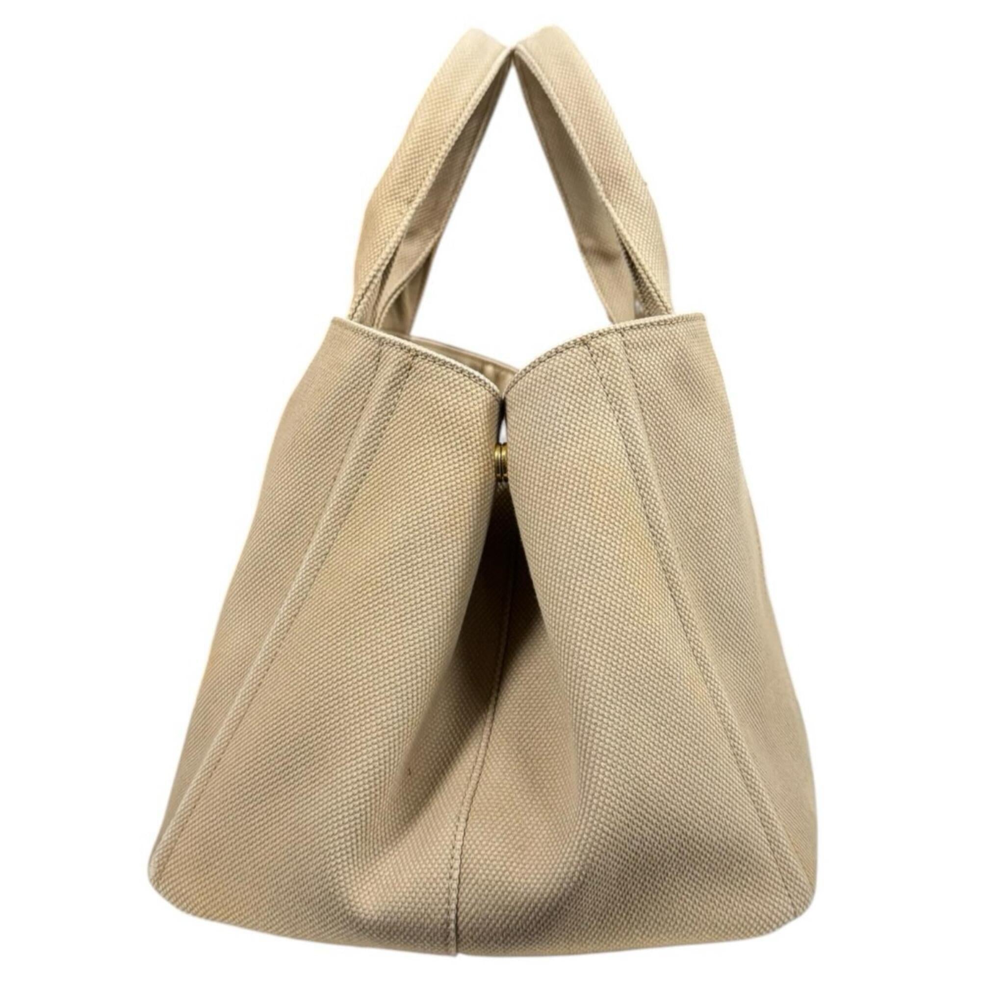 Prada Canapa Beige Canvas Handbag (Pre-Owned)