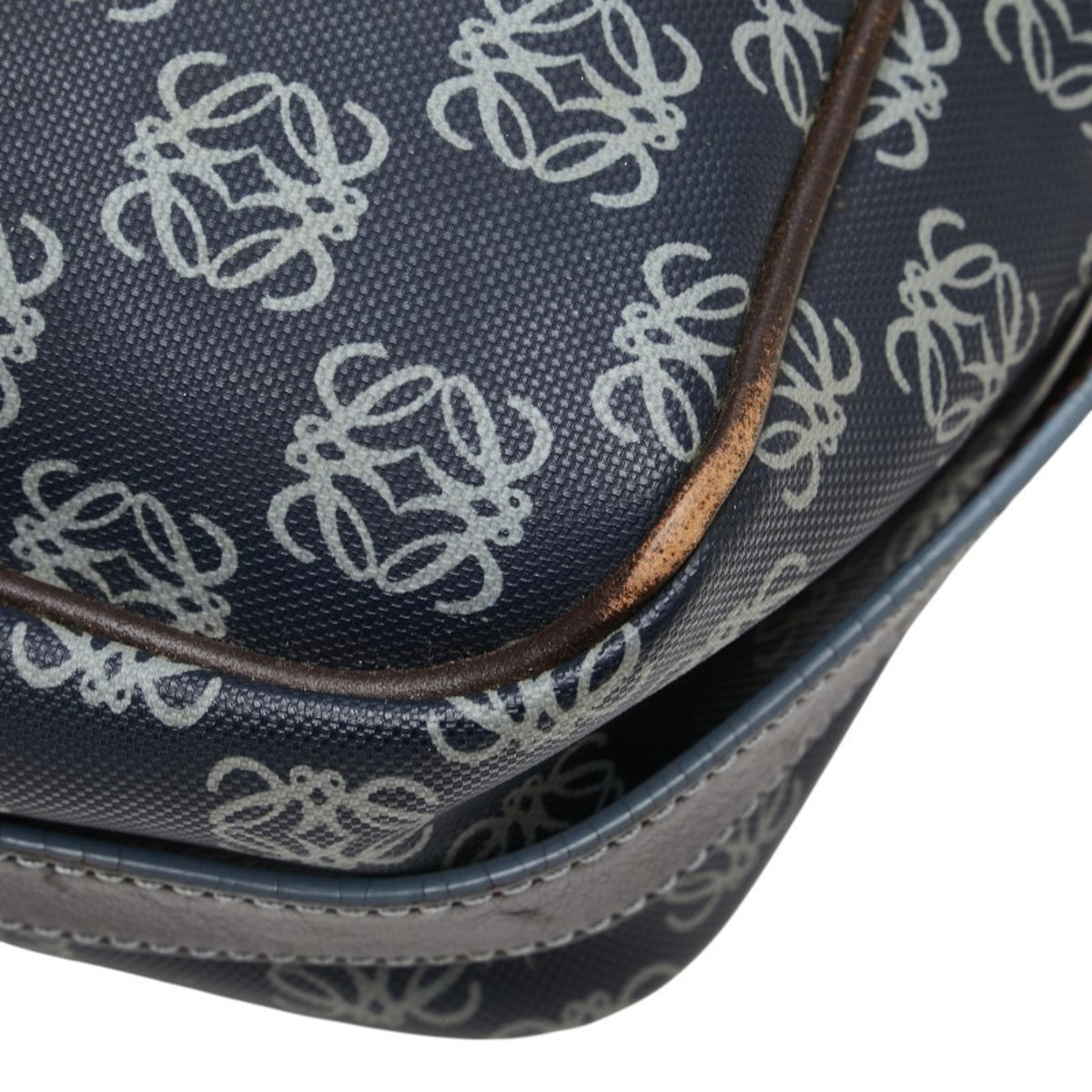Loewe Gray Navy Pvc Leather Messenger Bag Shoulder Bag (Pre-Owned)