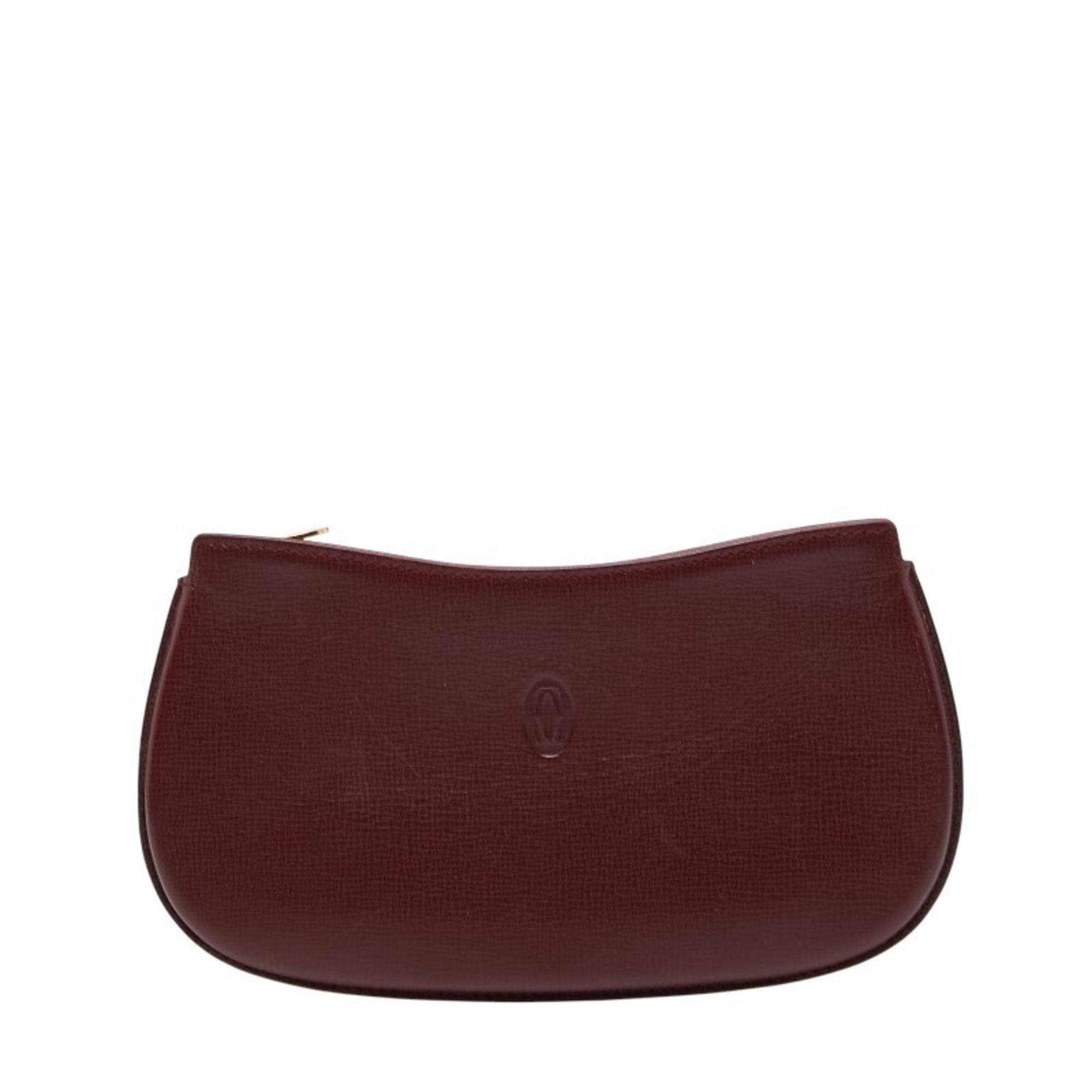 Cartier Bordeaux Wine Red Leather Pouch (Pre-Owned)