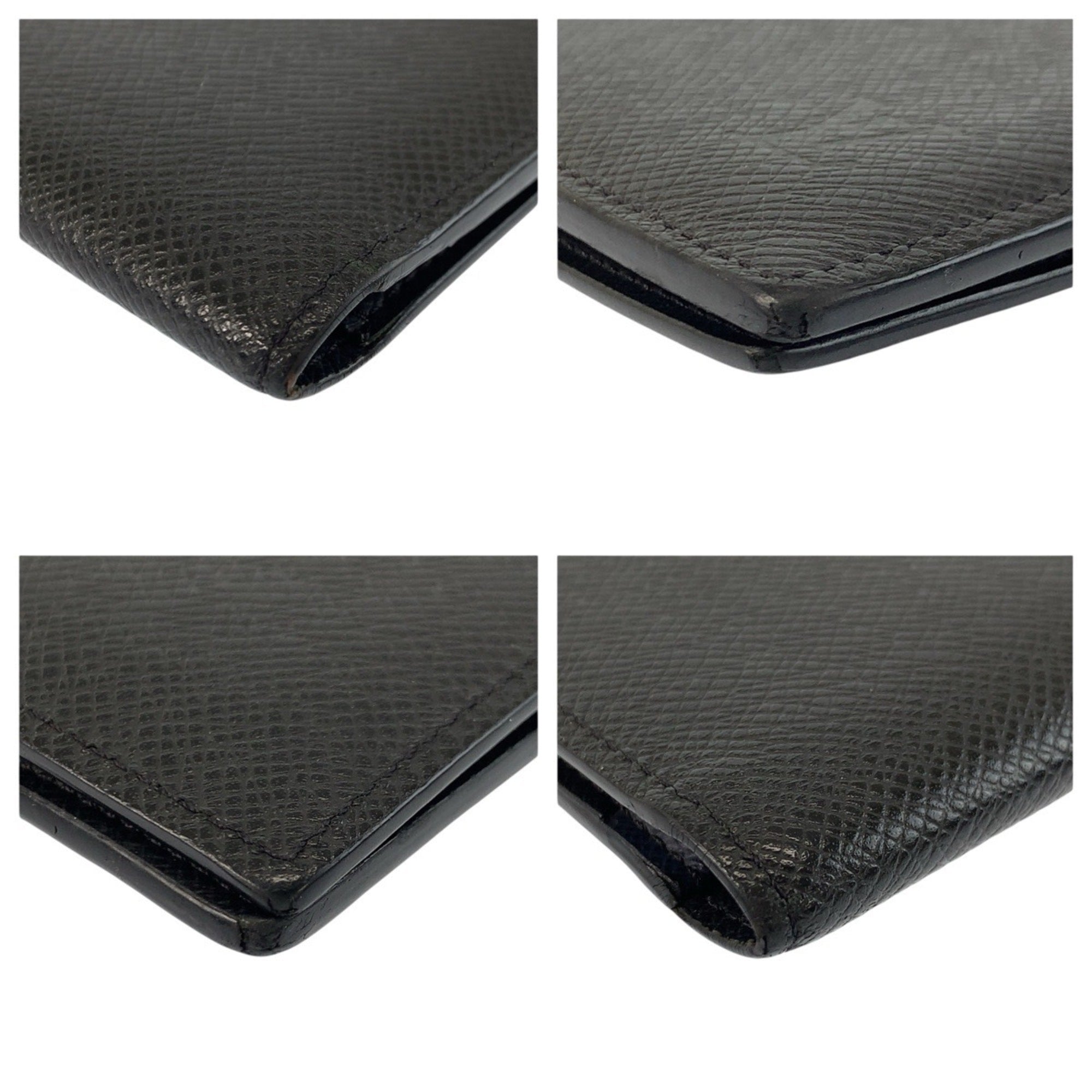 Louis Vuitton Black Navy Noir Taiga Leather Long Wallet (Bi-Fold) (Pre-Owned)