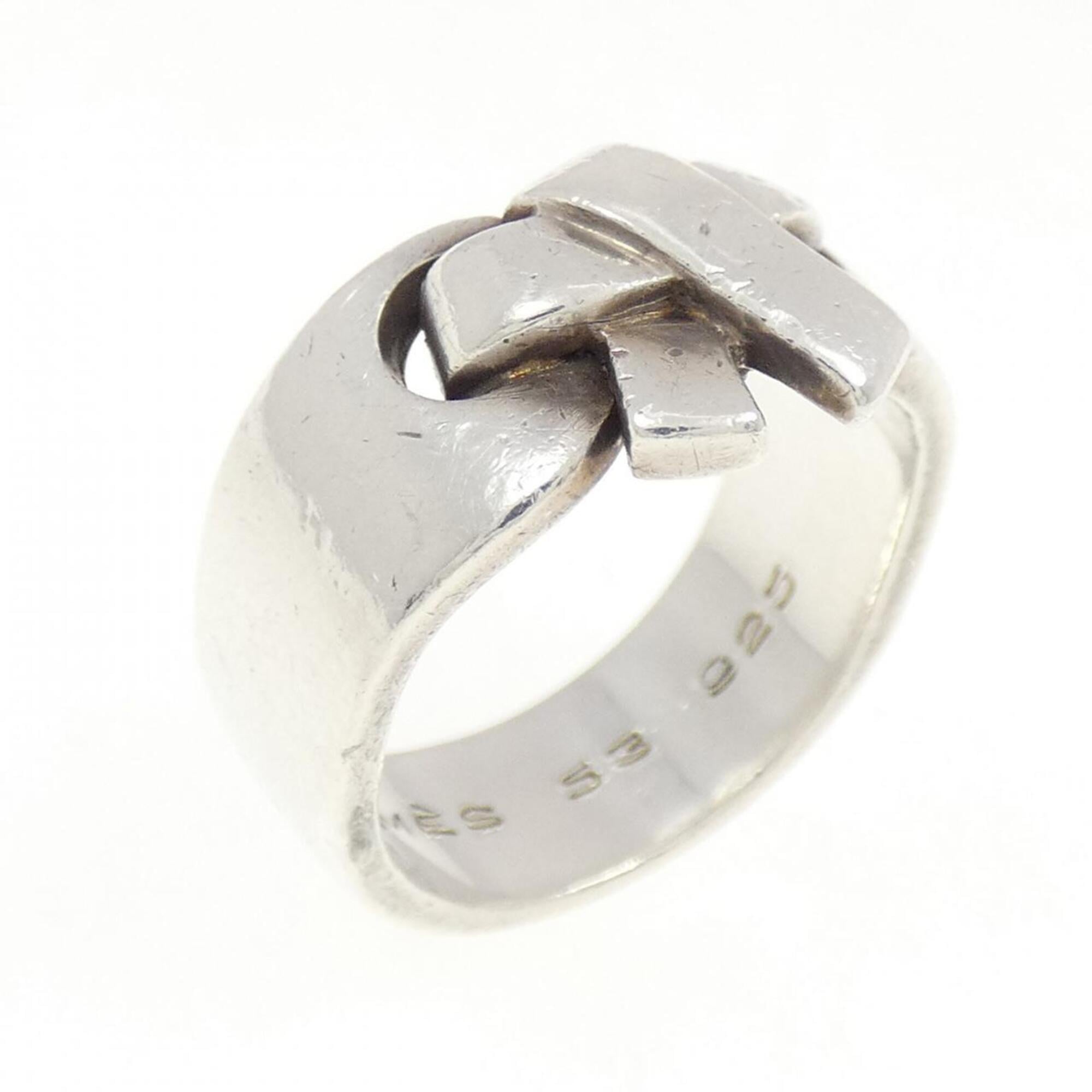 Hermes Silver Silver 925 Band Ring (Pre-Owned)