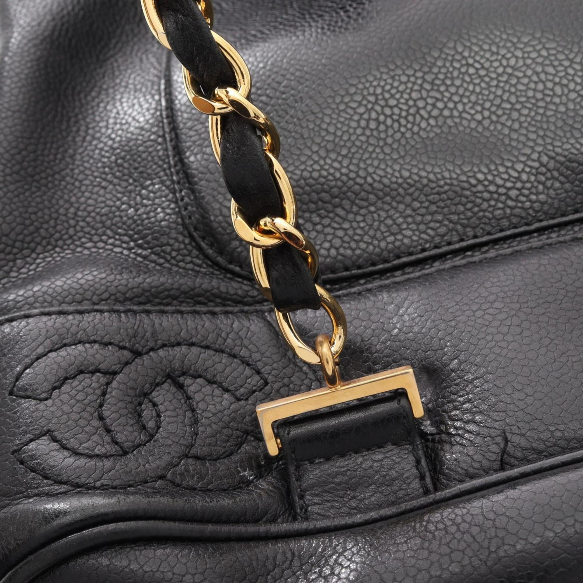 Chanel Black Grained Calfskin Backpack Handbag (Pre-Owned)