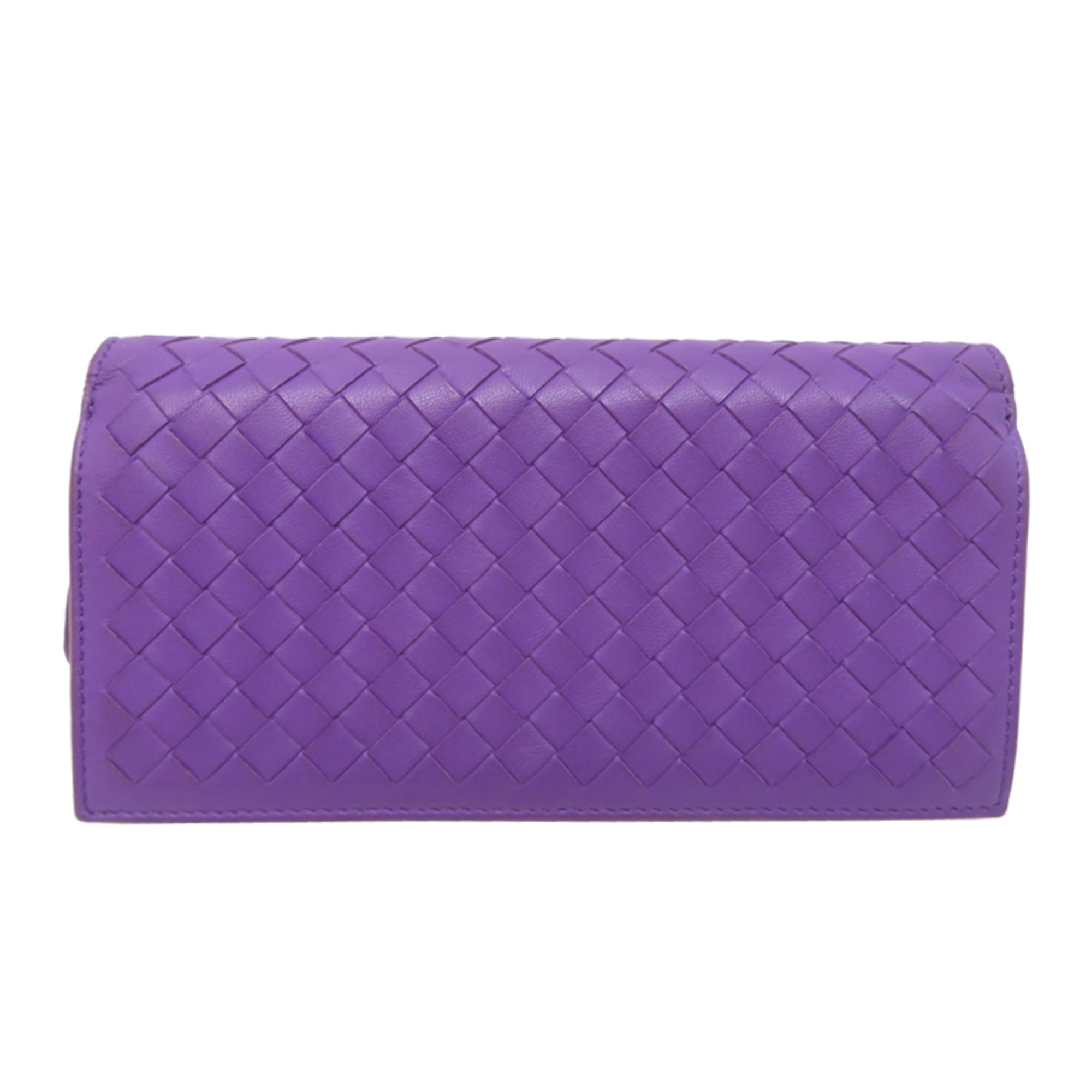 Bottega Veneta Purple Leather Long Wallet (Bi-Fold) (Pre-Owned)