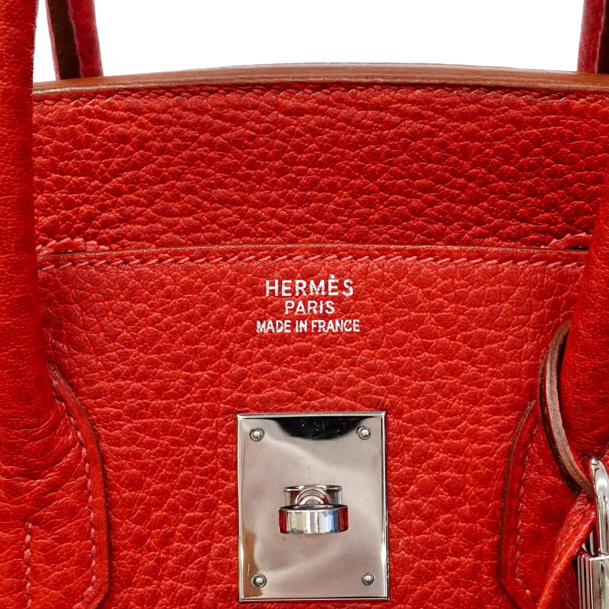 Hermes Rouge Vif Buffle Skipper Leather Handbag (Pre-Owned)