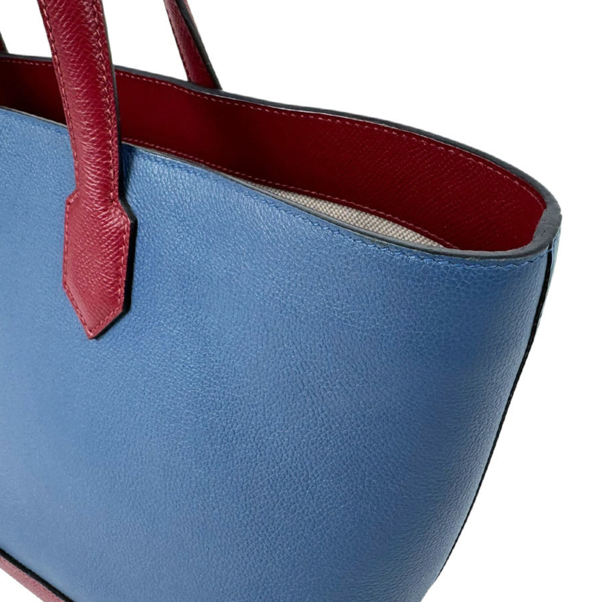 Hermes Blue Agate Rouge Grenat Evercalf Leather Epsom Leather Handbag (Pre-Owned)