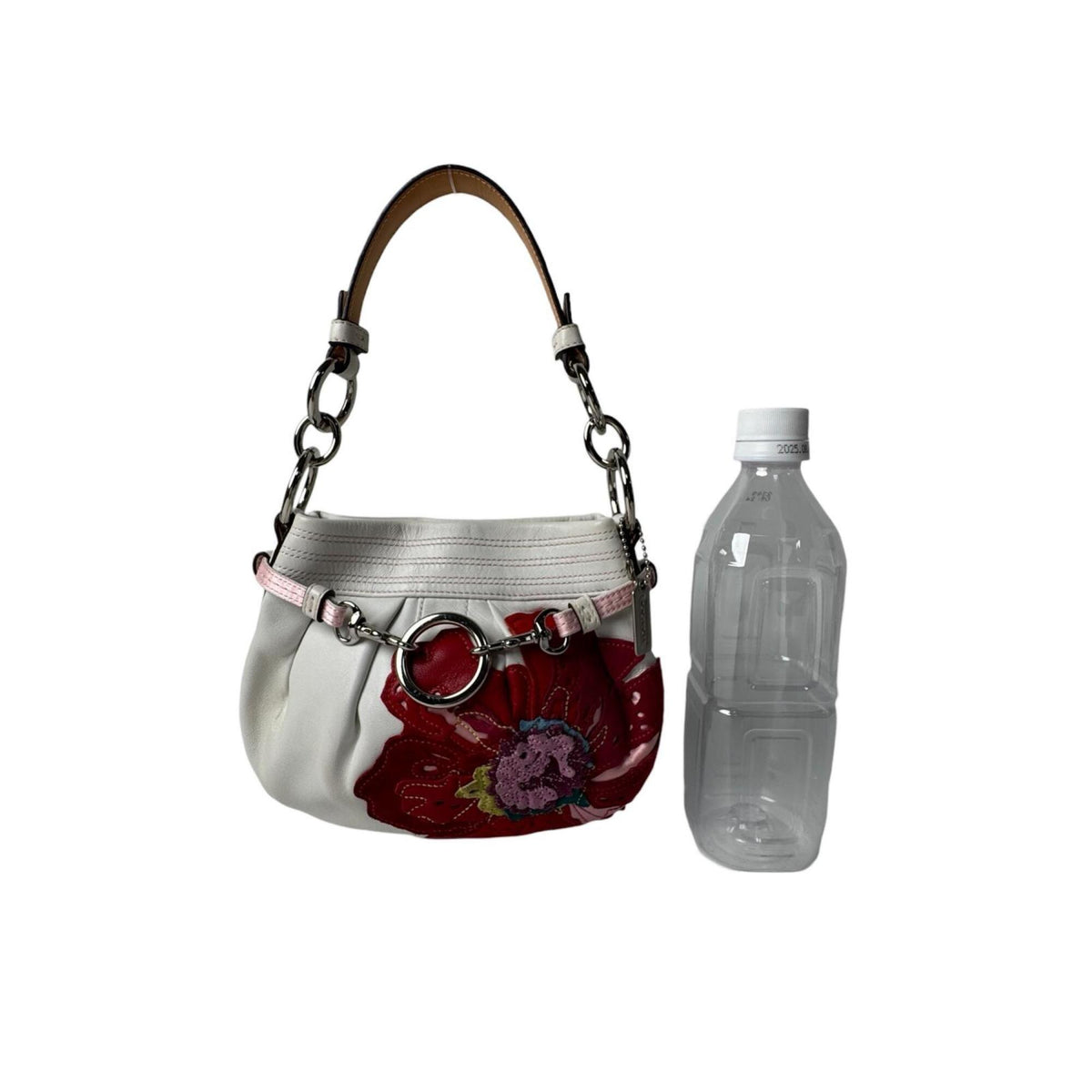 Coach Red Color White Leather Shoulder Bag (Pre-Owned)