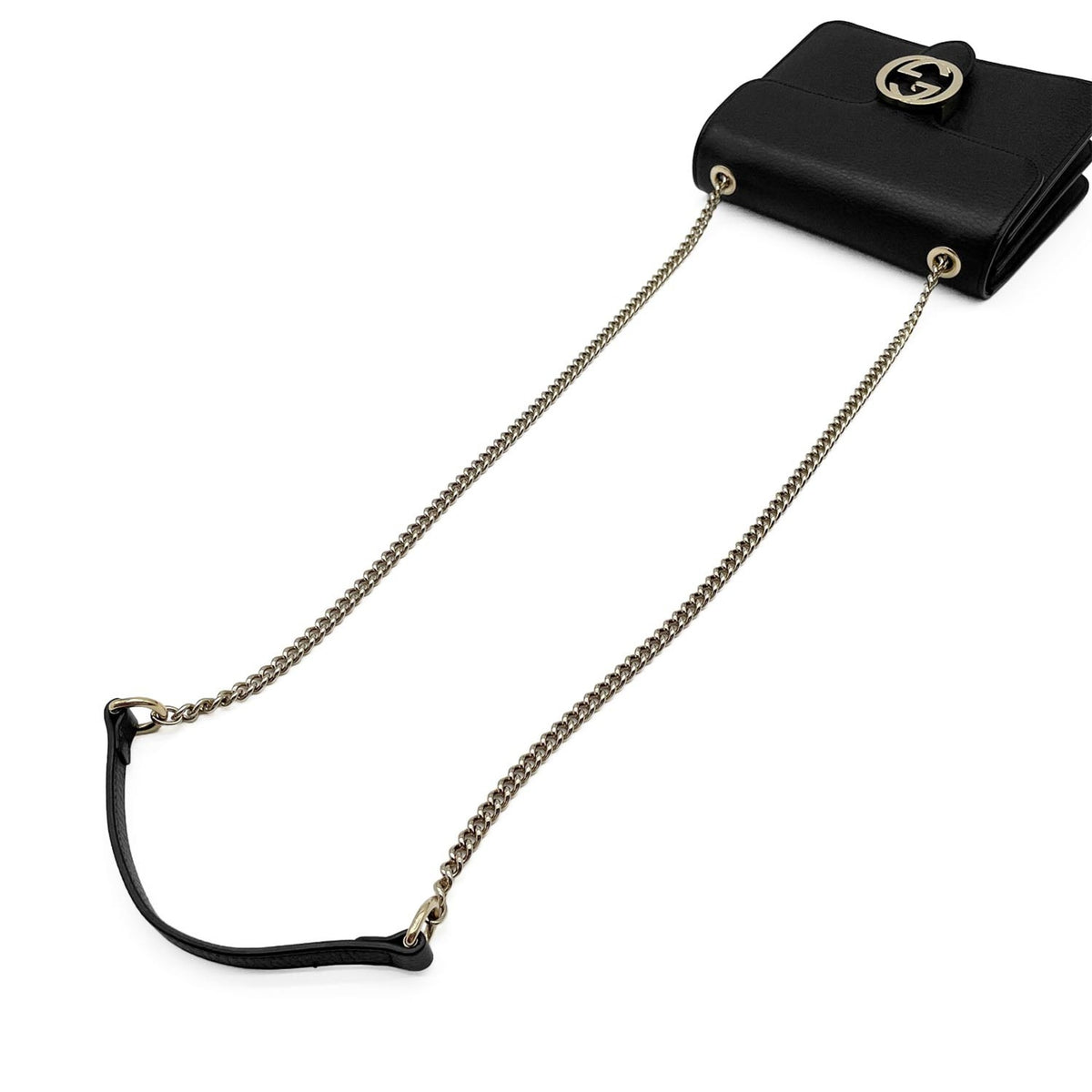 Gucci Black Leather Metal Shoulder Bag (Pre-Owned)