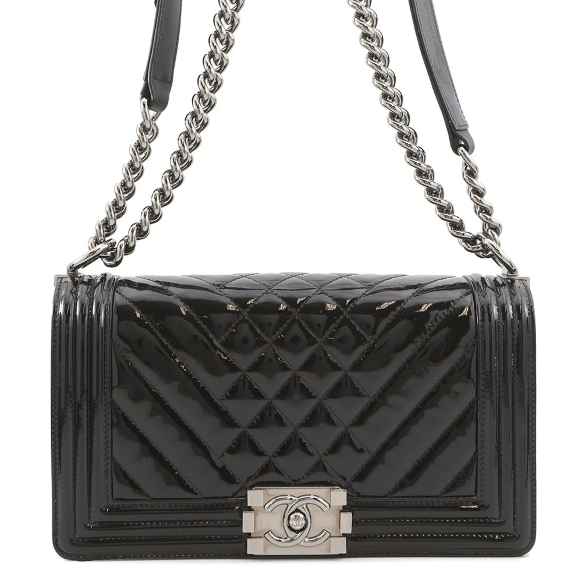 Chanel Black Patent Leather Shoulder Bag (Pre-Owned)