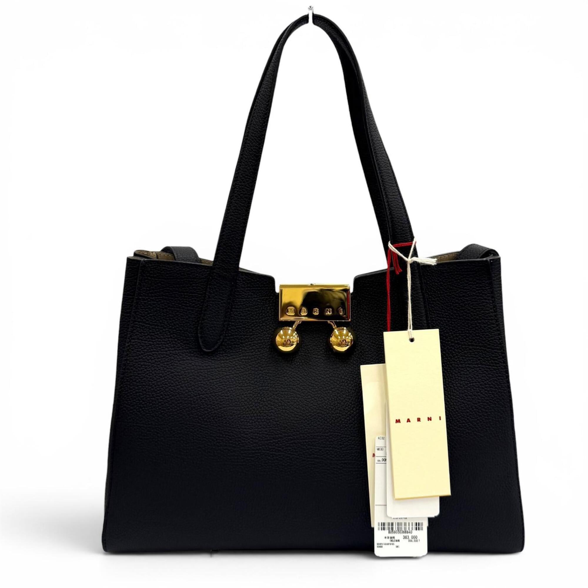 Marni Black Leather Tote Bag (Pre-Owned)