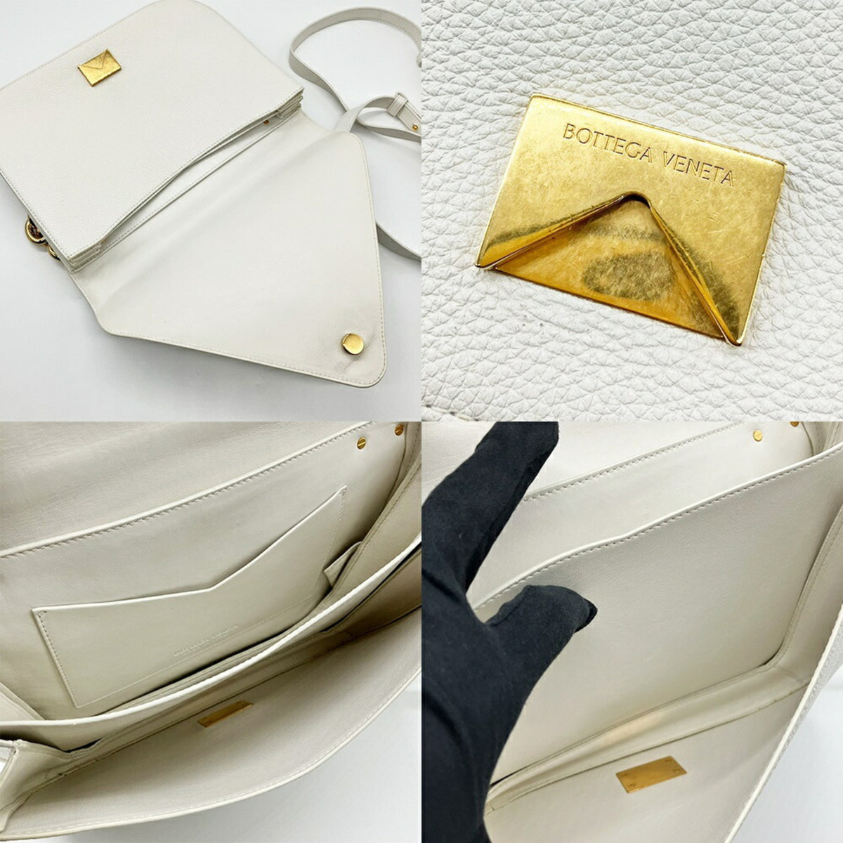 Bottega Veneta White Leather Handbag Shoulder Bag (Pre-Owned)