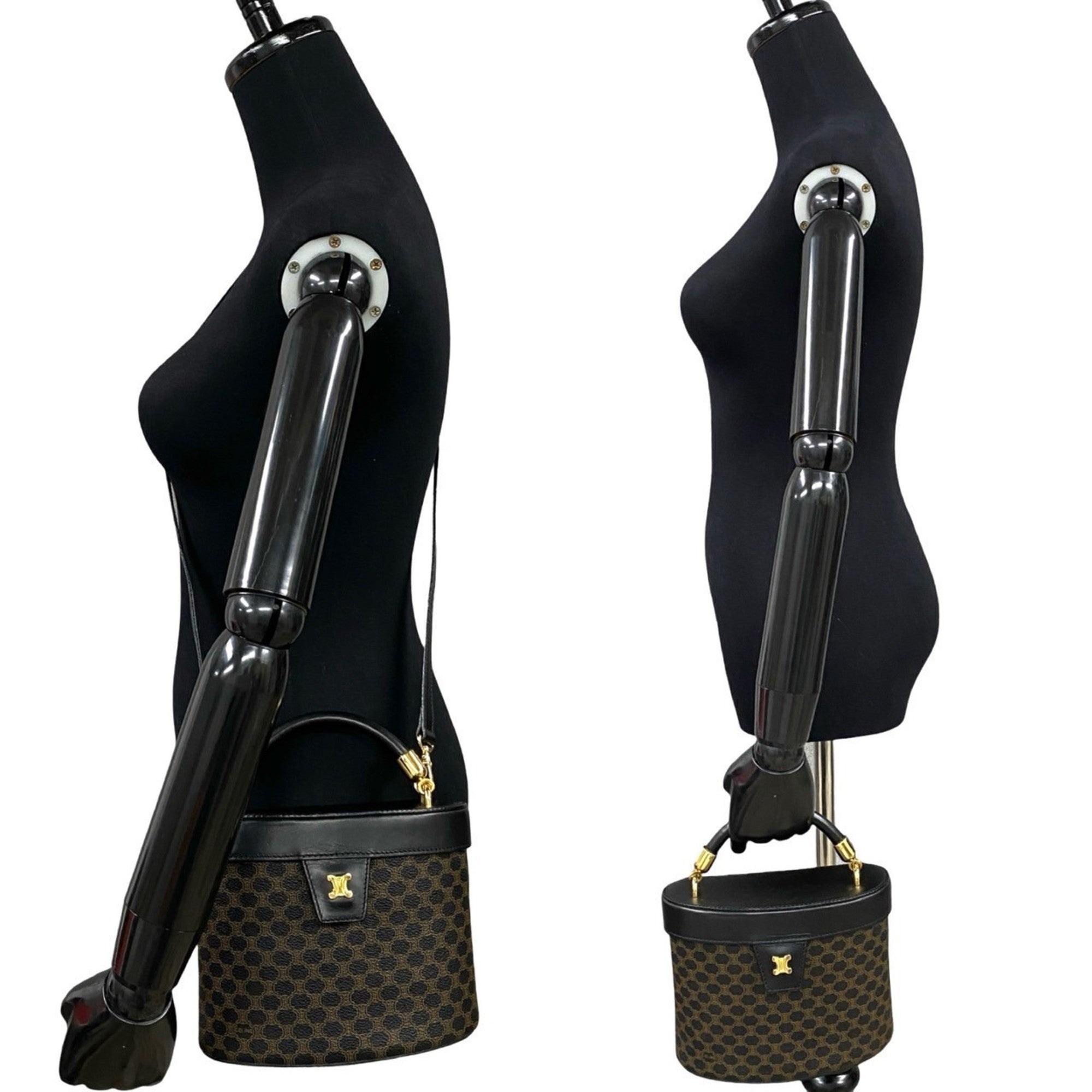 Celine Black Brown Leather Pvc Handbag Shoulder Bag (Pre-Owned)