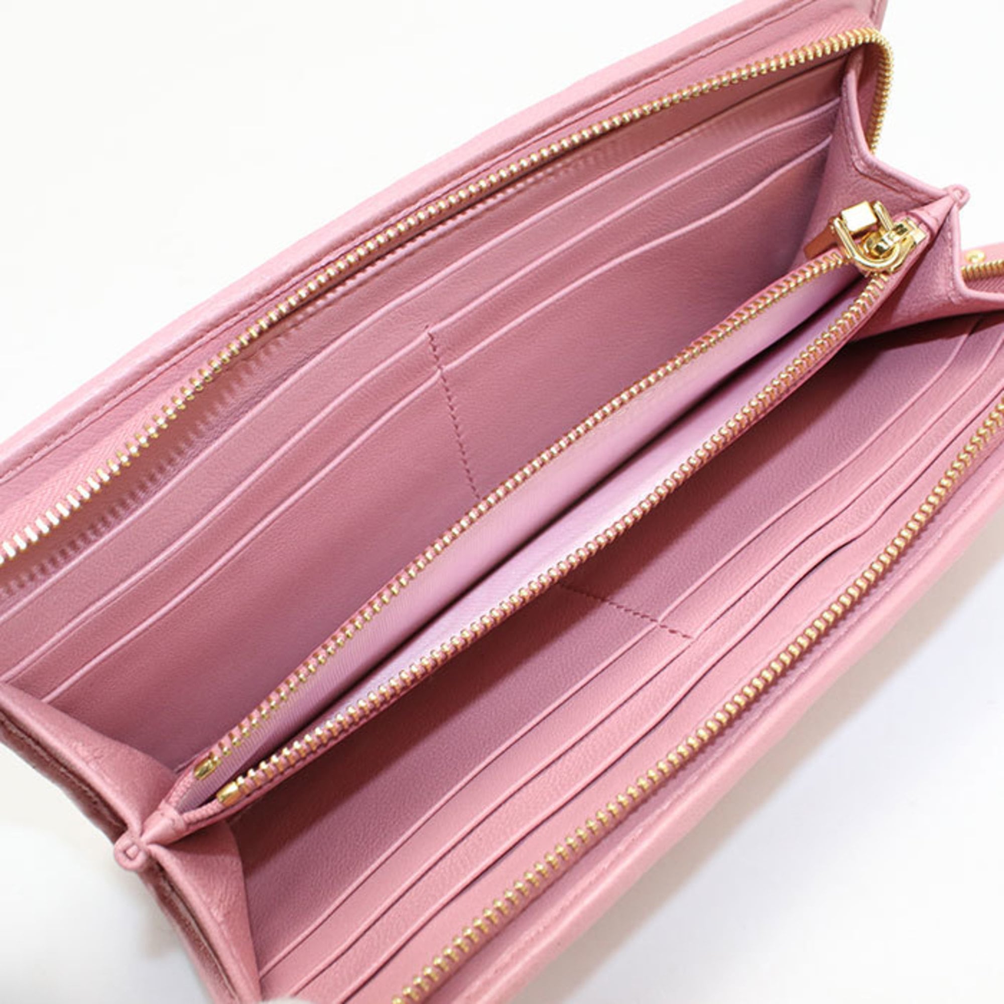 Miu Miu Pink Leather Long Wallet (Bi-Fold) (Pre-Owned)