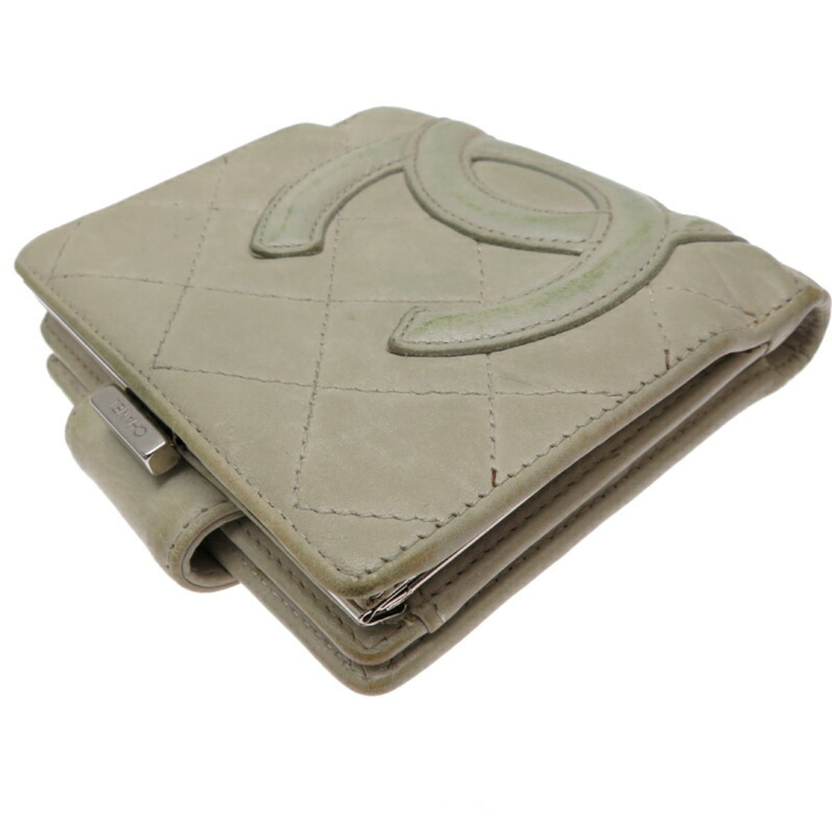 Chanel Gray Leather Wallet (Bi-Fold) (Pre-Owned)