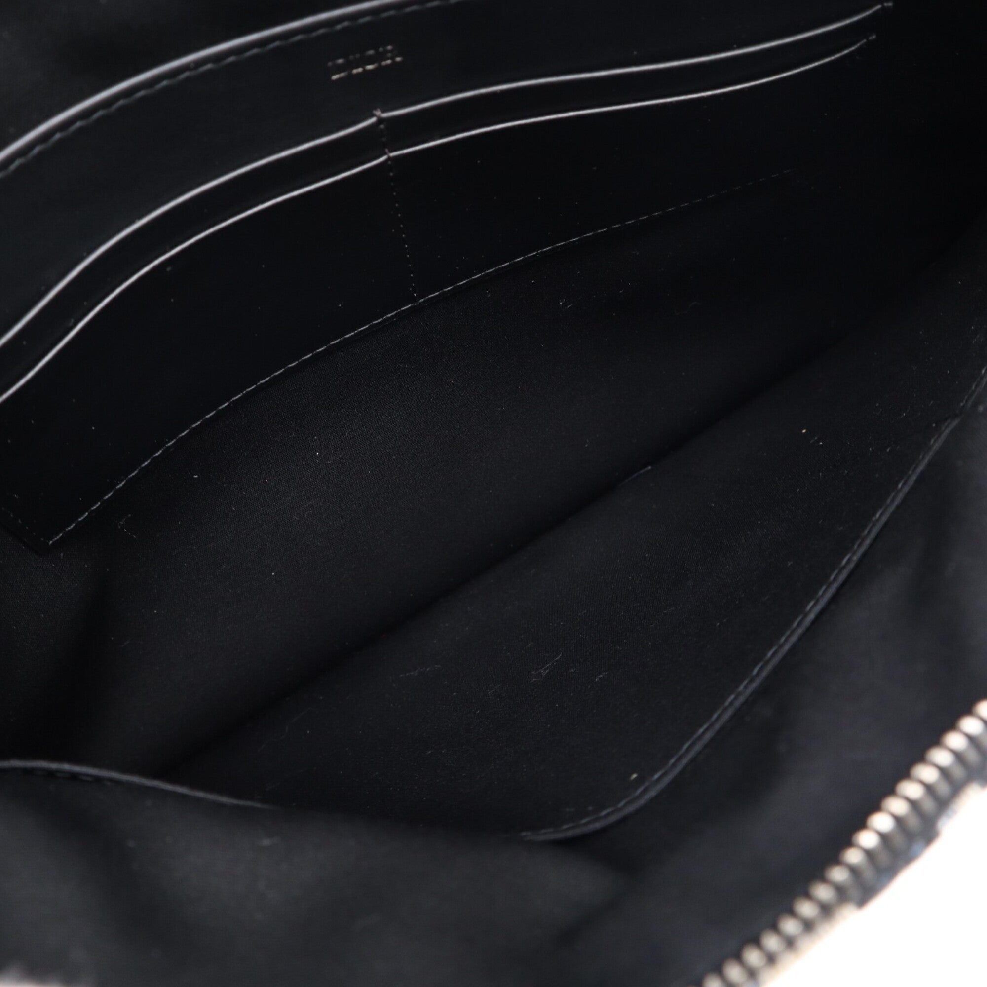 Christian Dior Beige Navy Cotton Leather Clutch Bag (Pre-Owned)