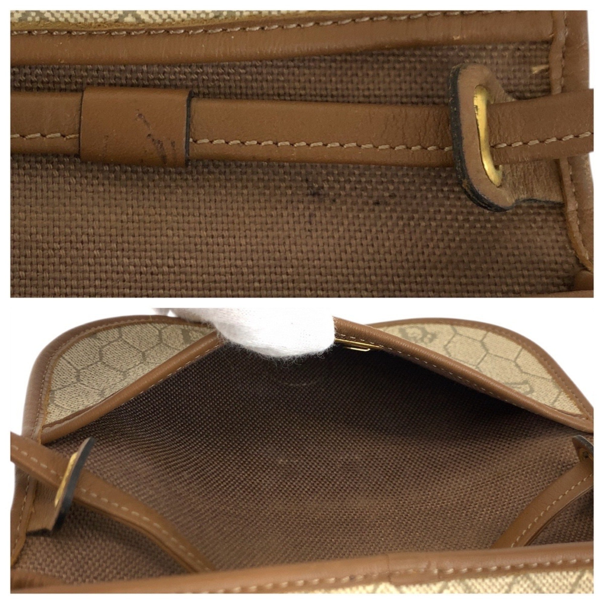 Christian Dior Beige Brown Pvc Leather Pochette Shoulder Bag (Pre-Owned)