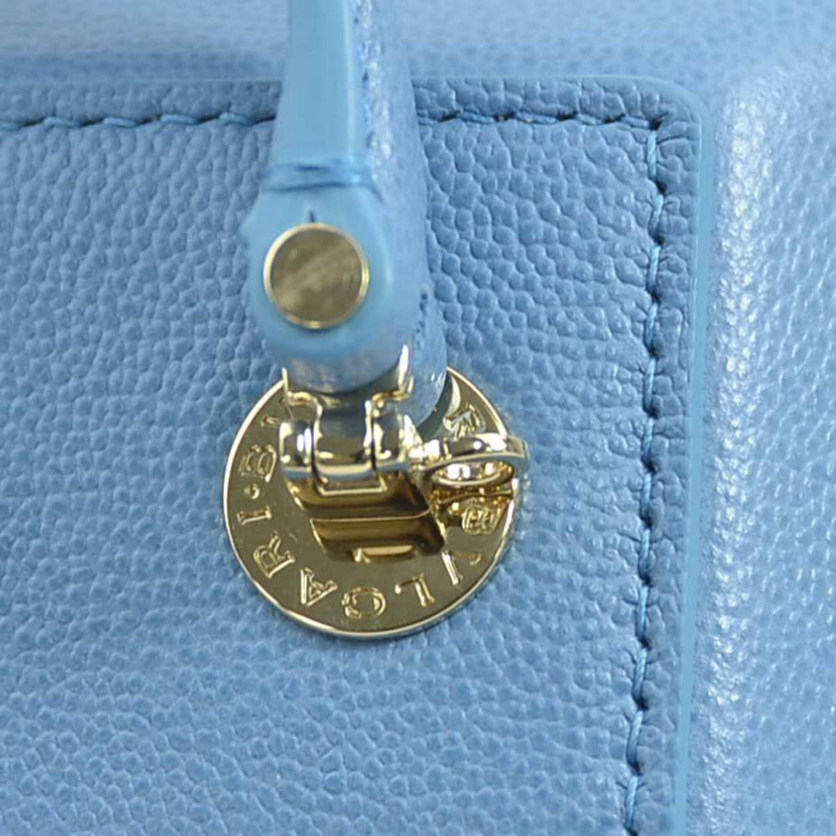 Bvlgari Blue Leather Handbag Shoulder Bag Vanity Bag (Pre-Owned)